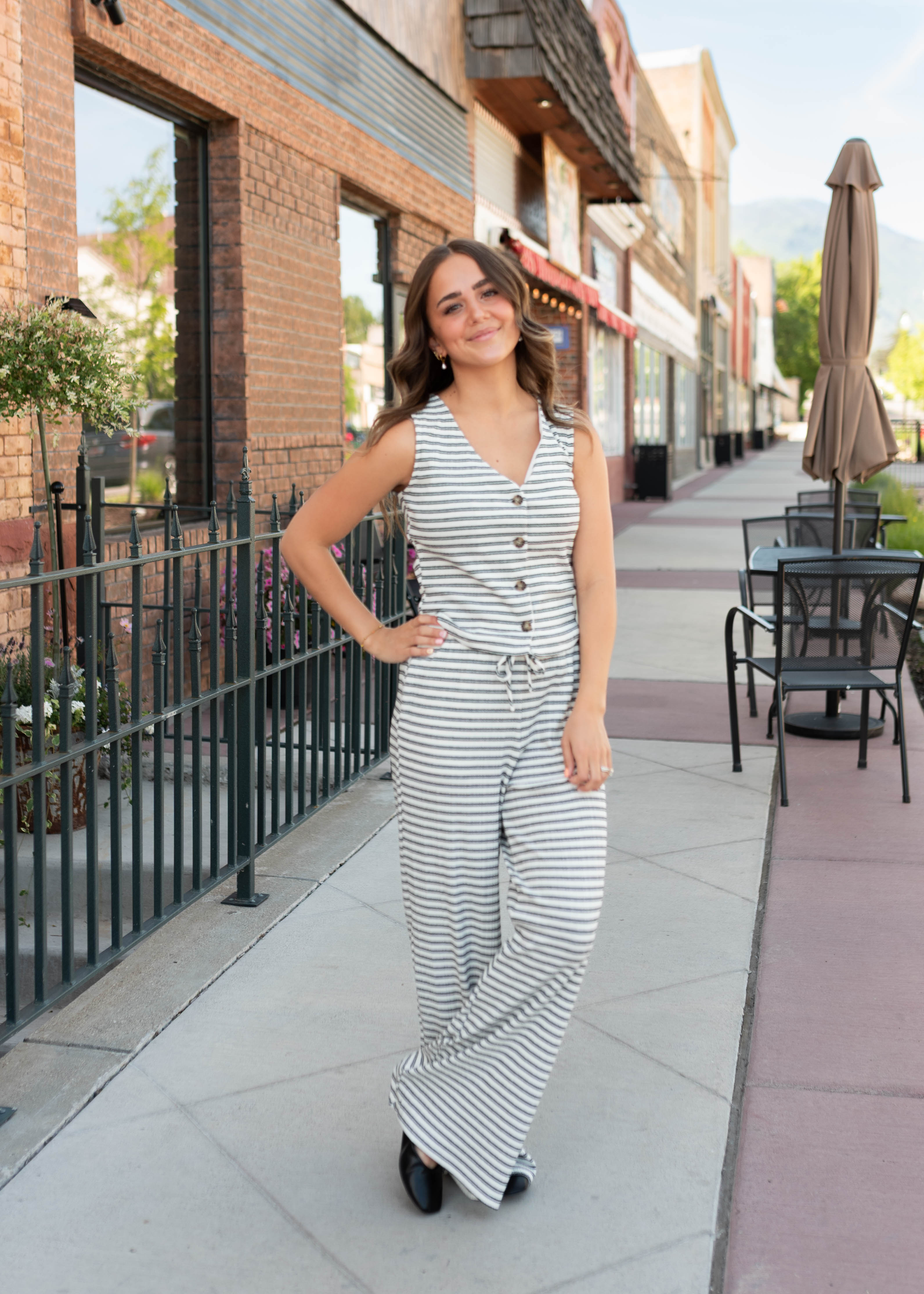 Sadie Black Striped Ribbed Vest