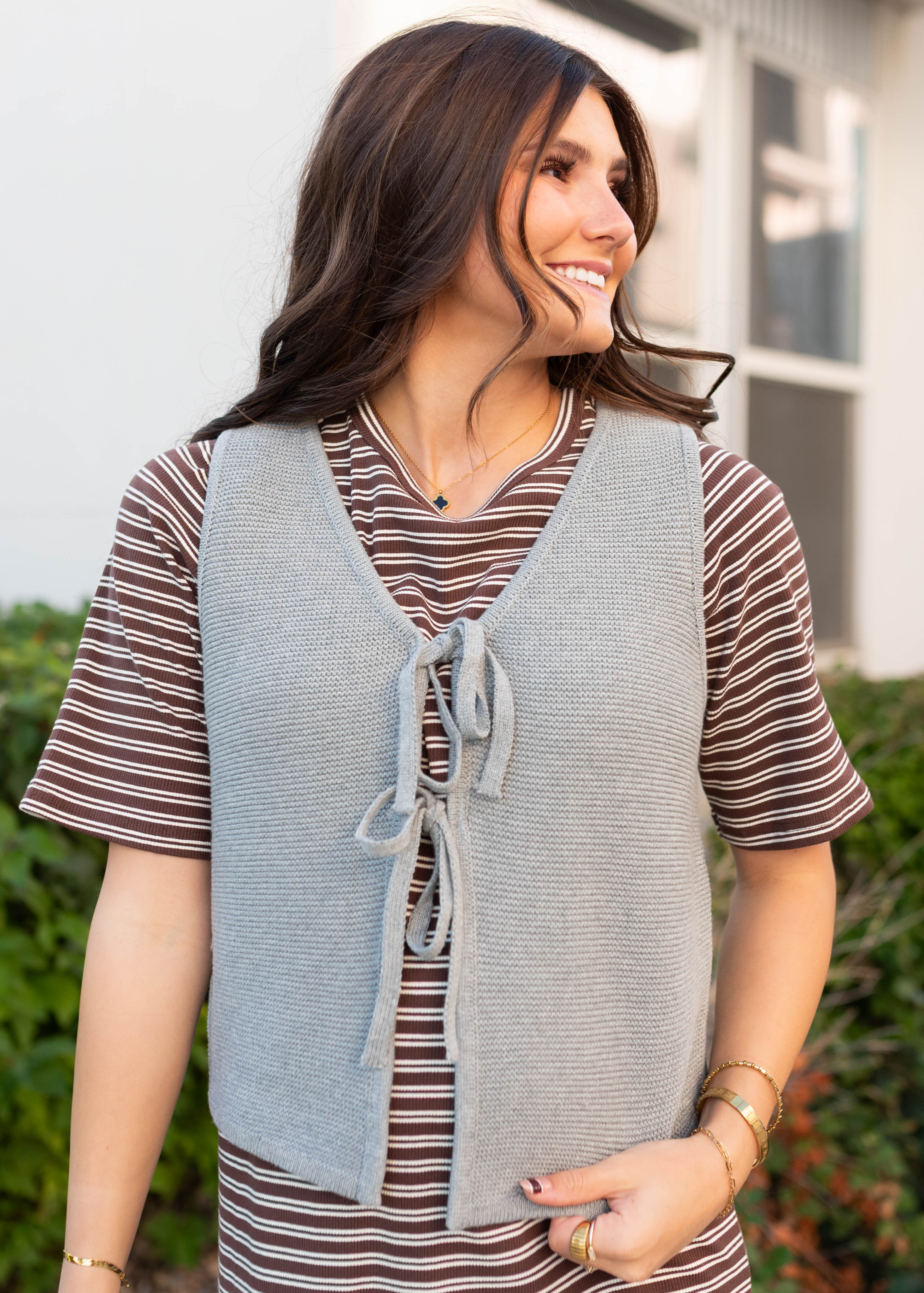 Sahana Grey Knit Sweater Vest