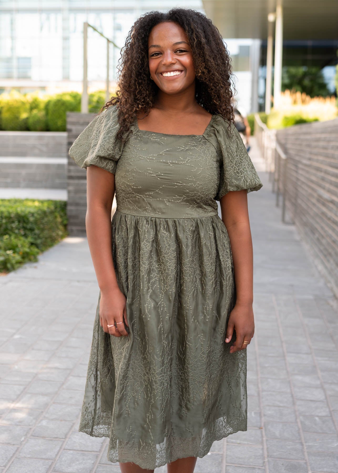 Sally Olive Embroidered Square Neck Dress