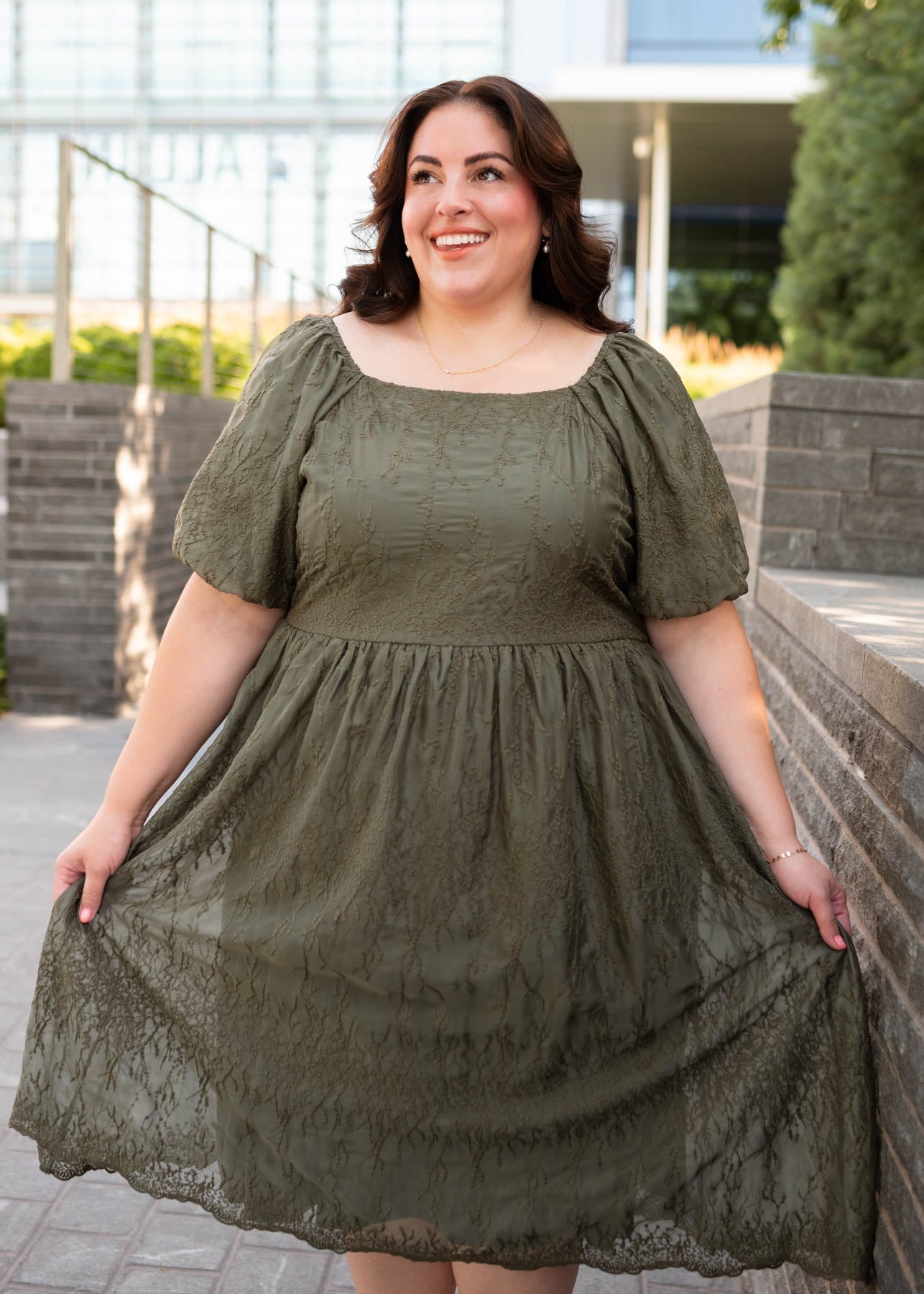 Sally Olive Embroidered Square Neck Dress