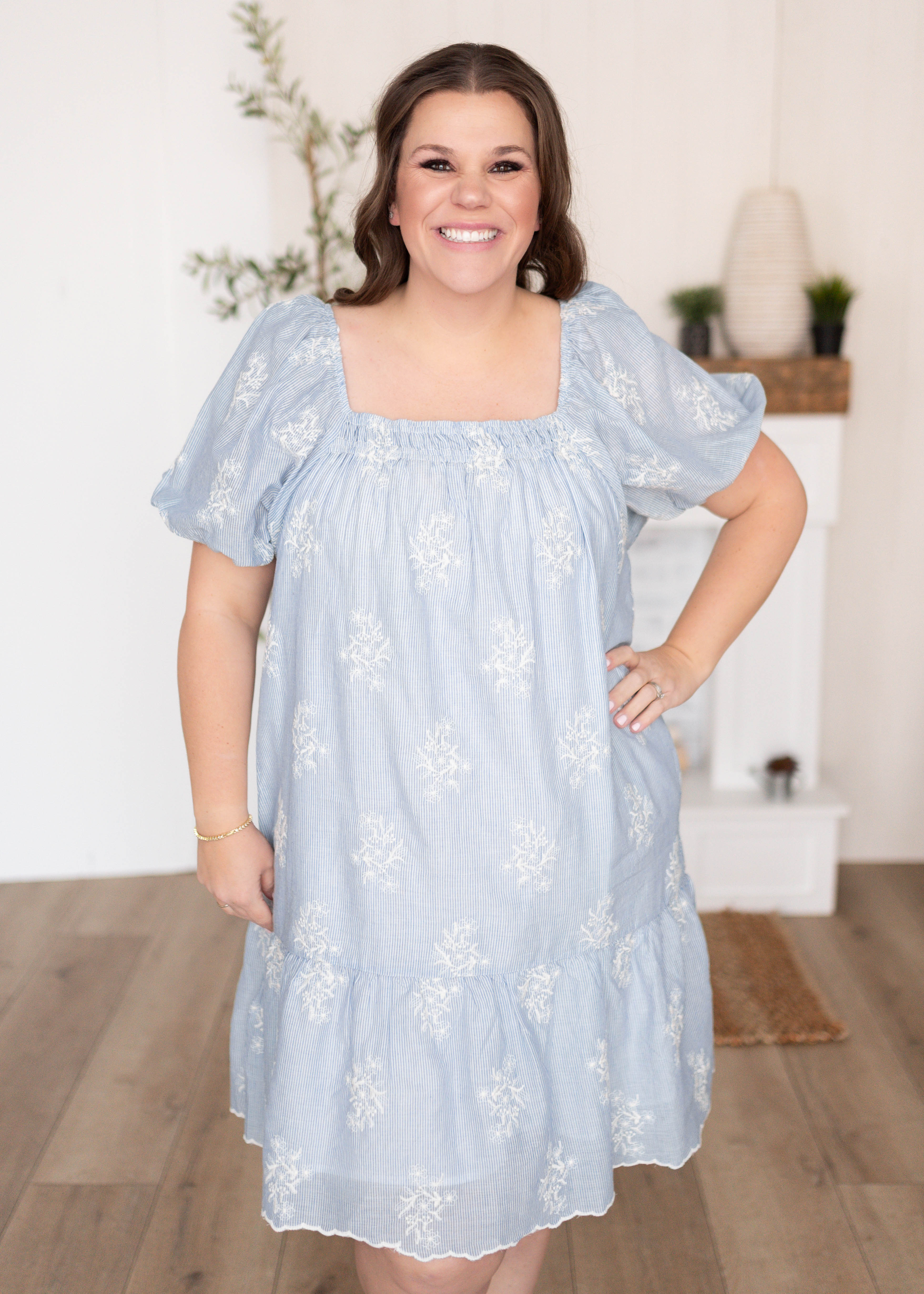 Sammy Light Blue Embroidered Dress