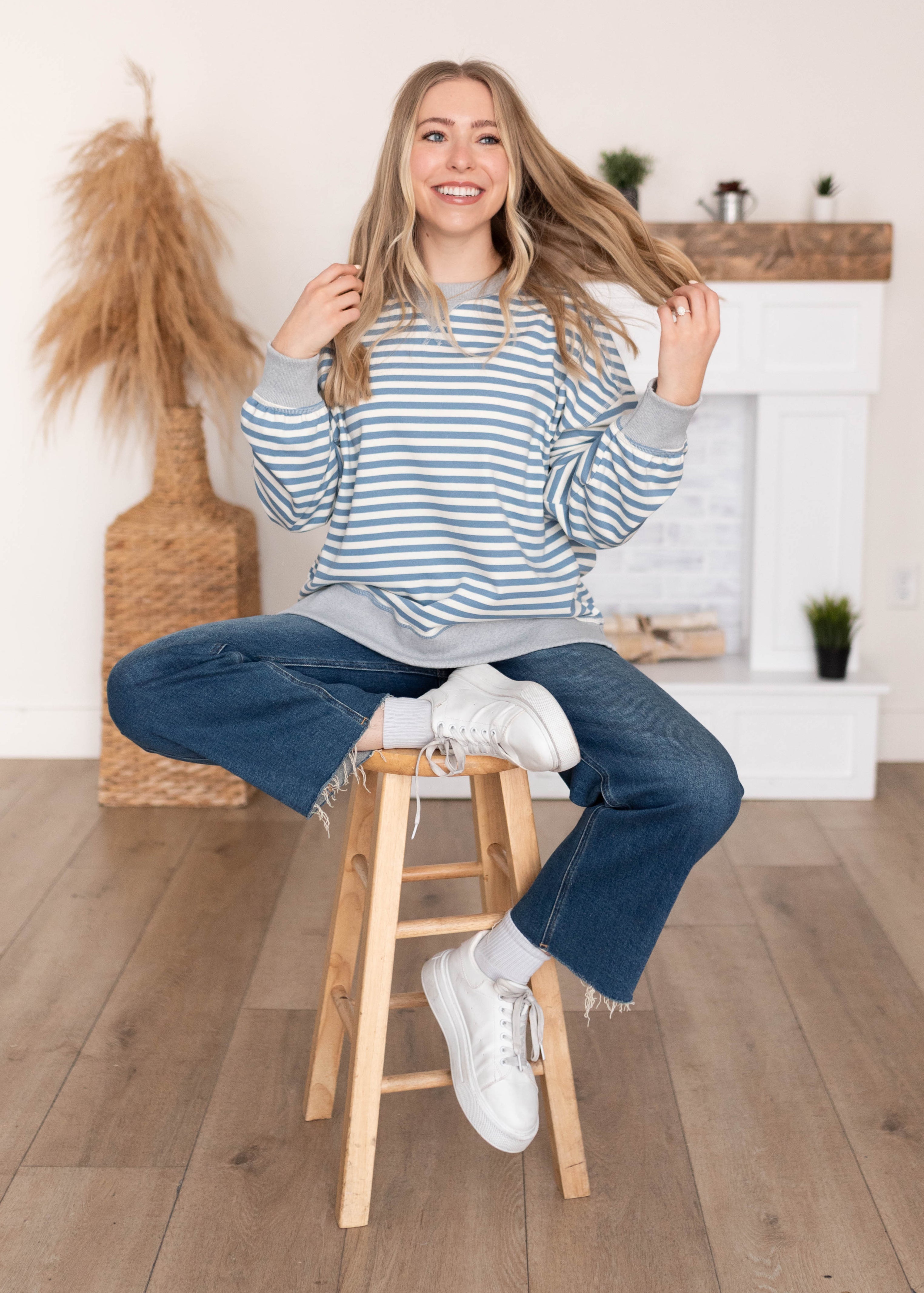 Sara Blue Stripe Pullover