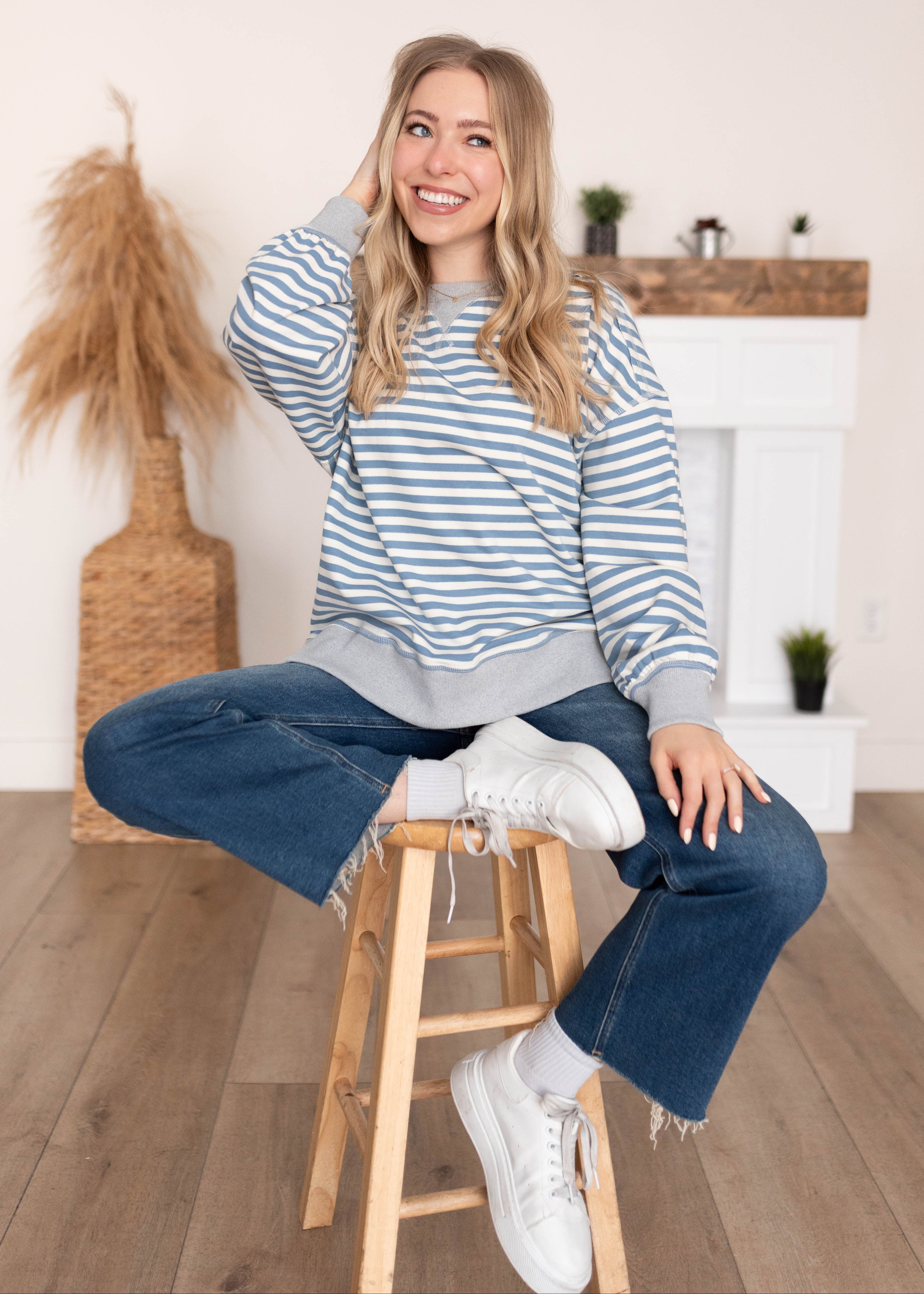 Sara Blue Stripe Pullover