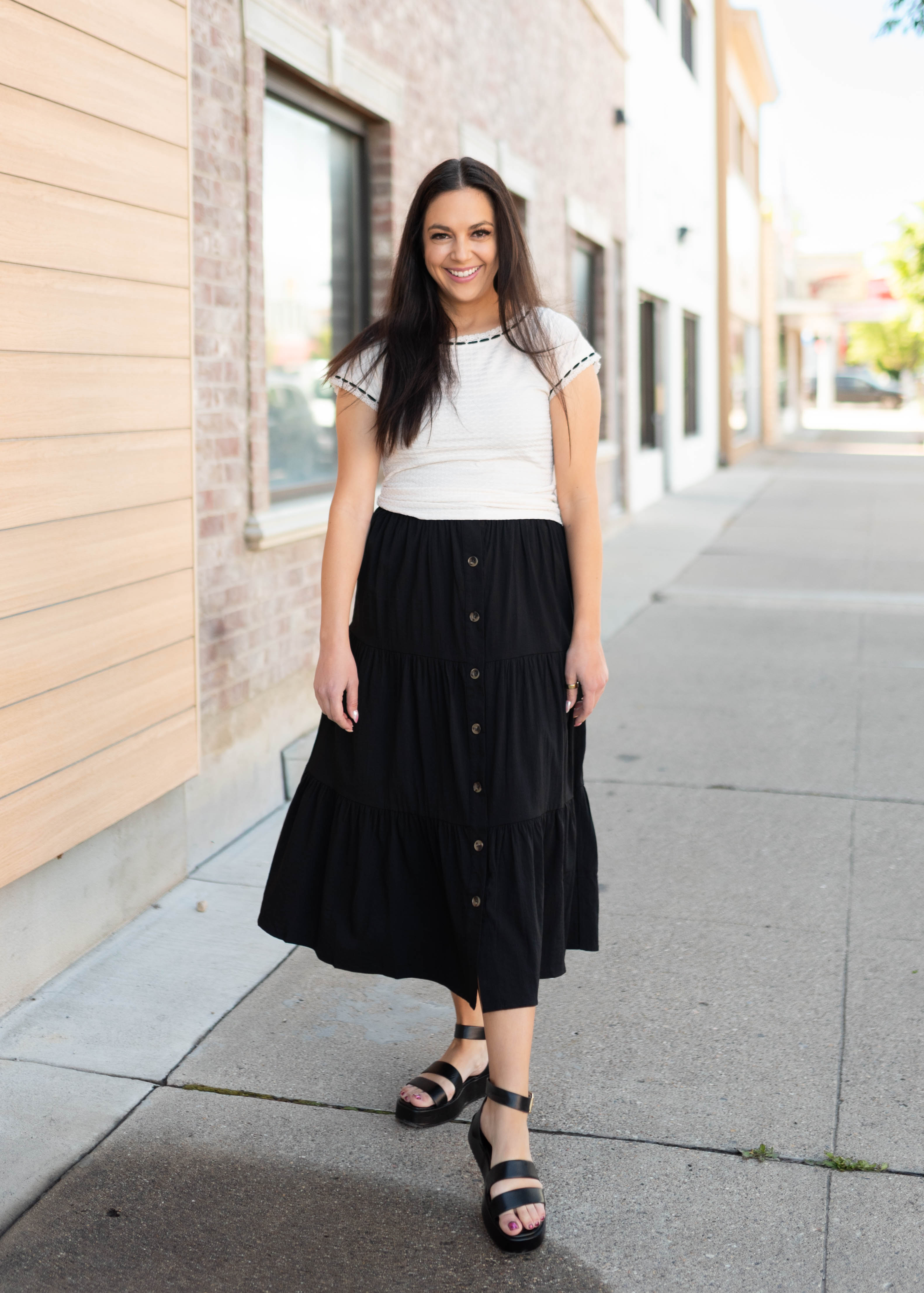 Saylor Black Button Up Skirt