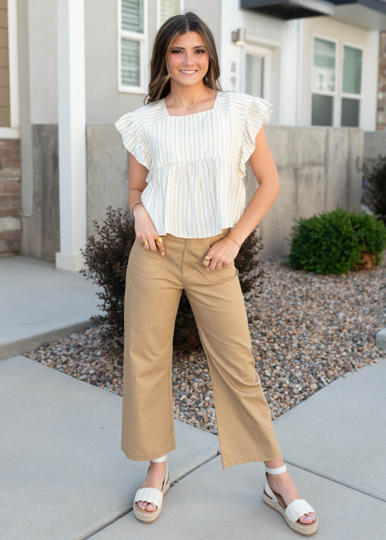 Shanna Cream Floral Pinstripe Top
