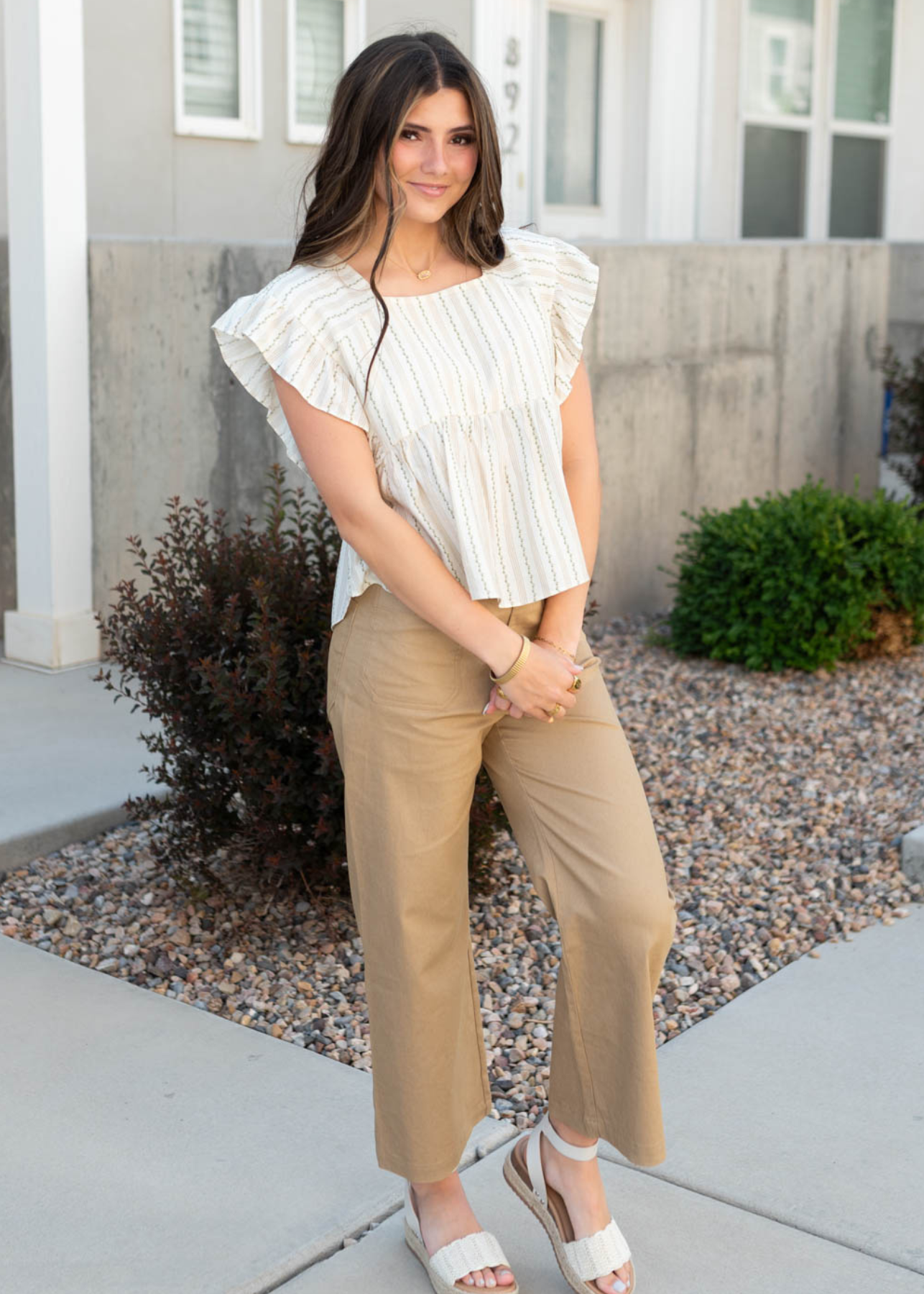 Shanna Cream Floral Pinstripe Top