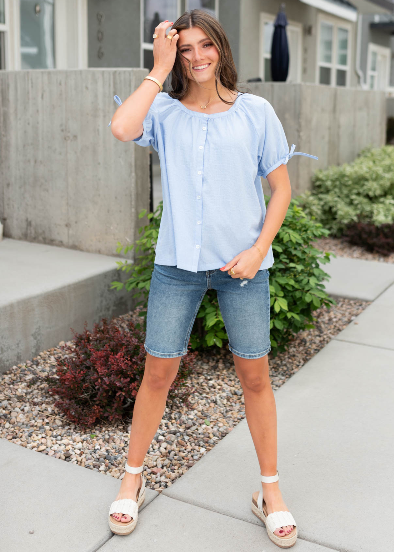 Sherry Denim High Waist Bermuda Shorts