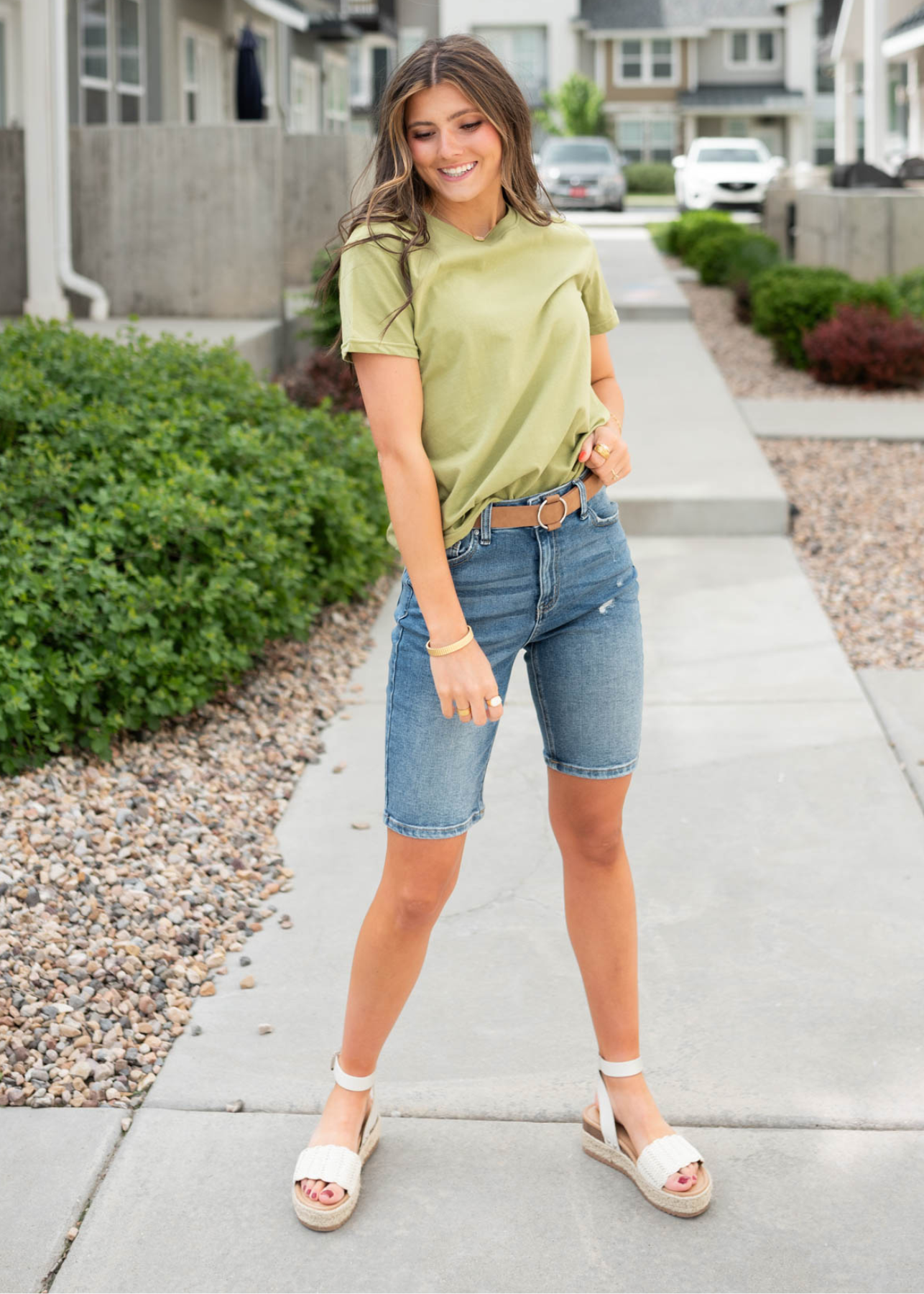Sherry Denim High Waist Bermuda Shorts