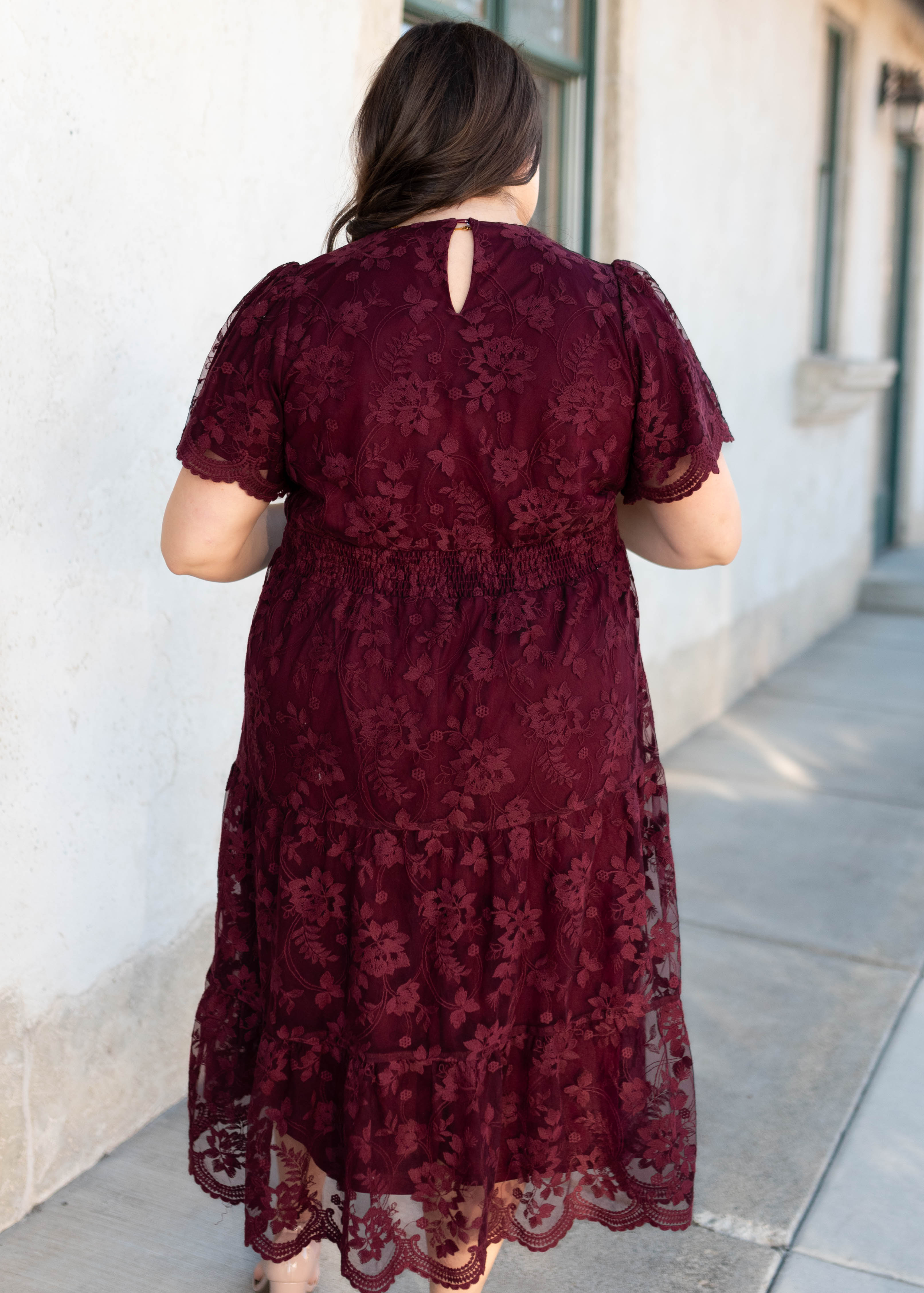 Susannah Wine Lace Dress