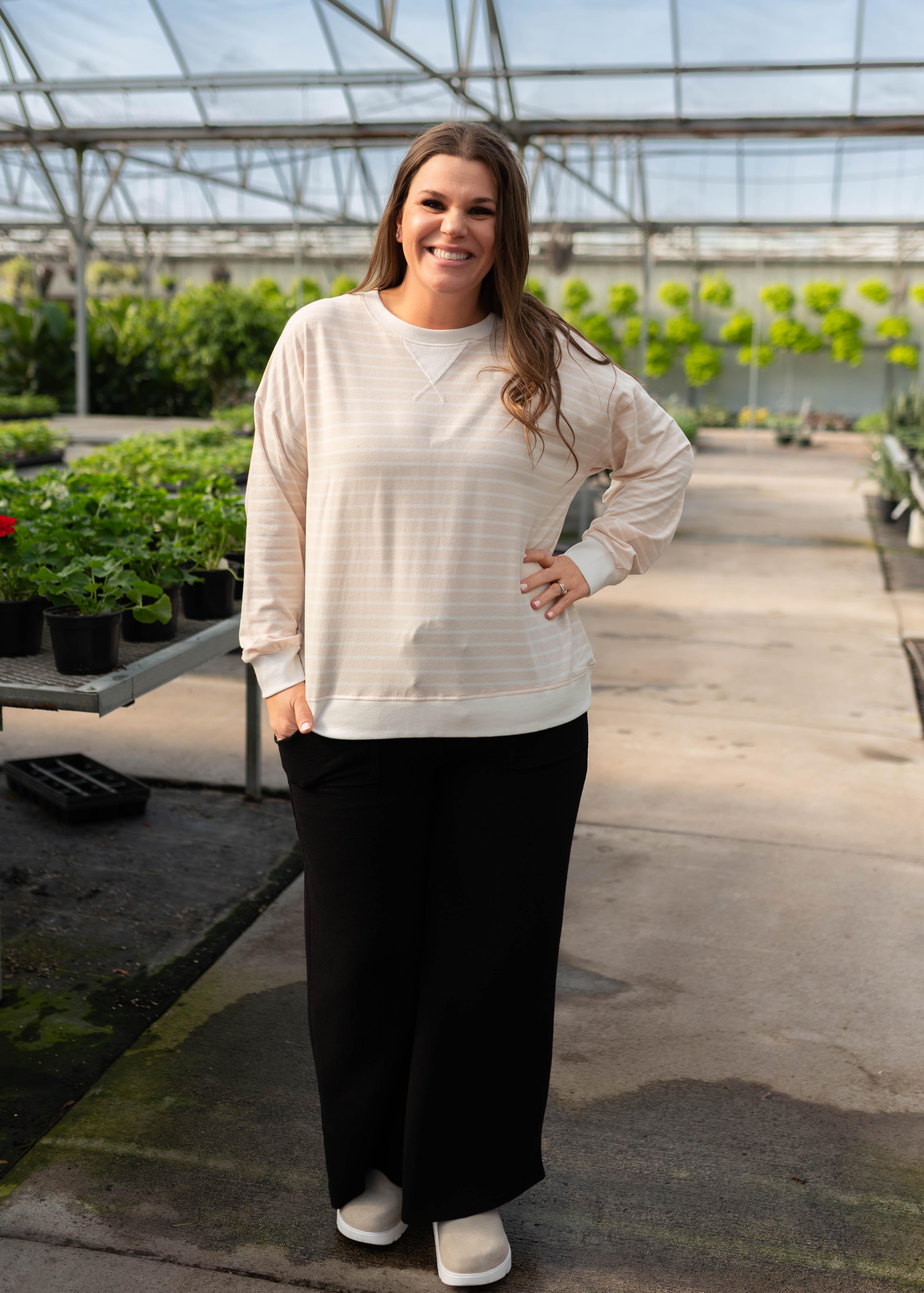 Tessa Beige Striped Pullover