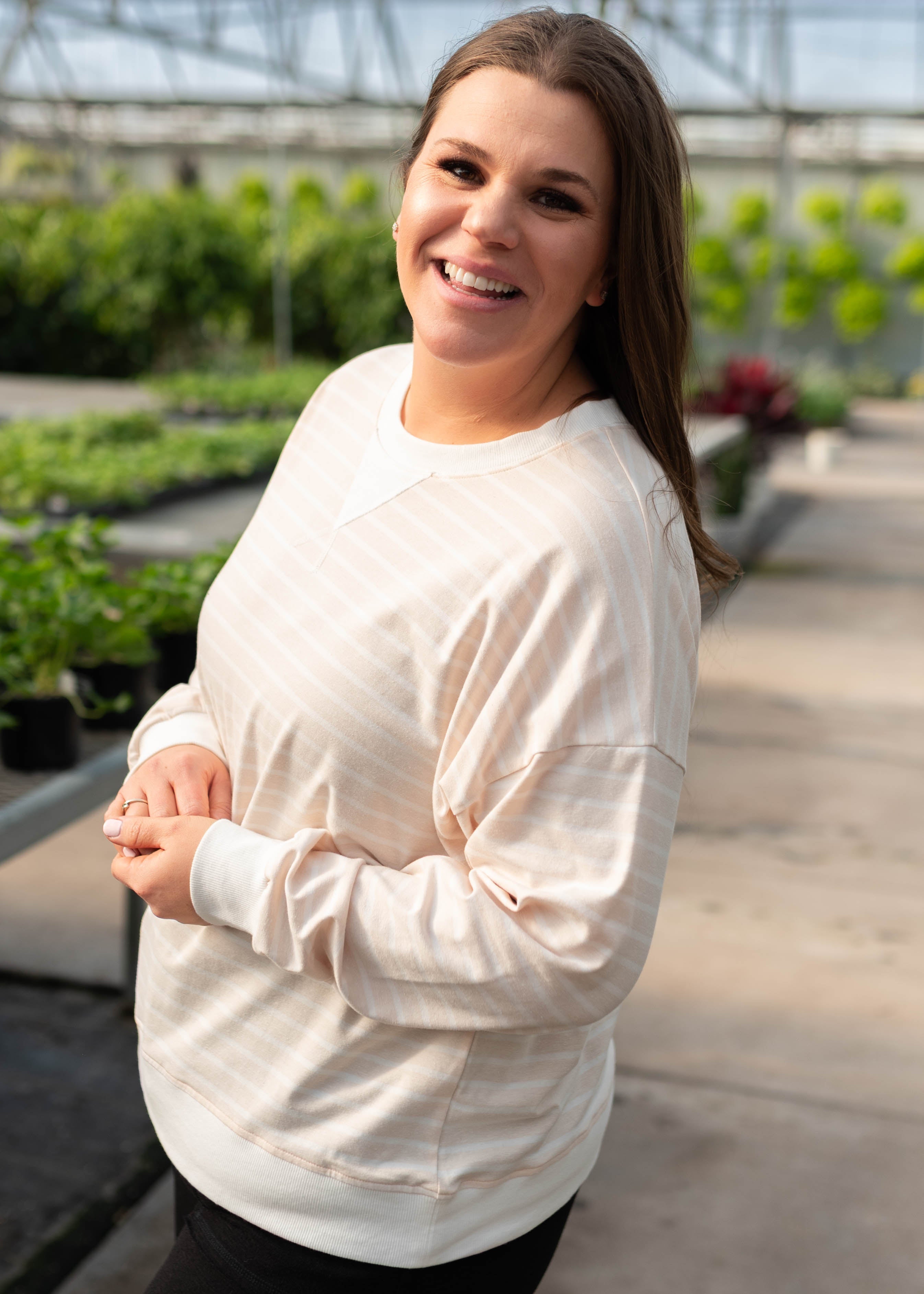 Tessa Beige Striped Pullover