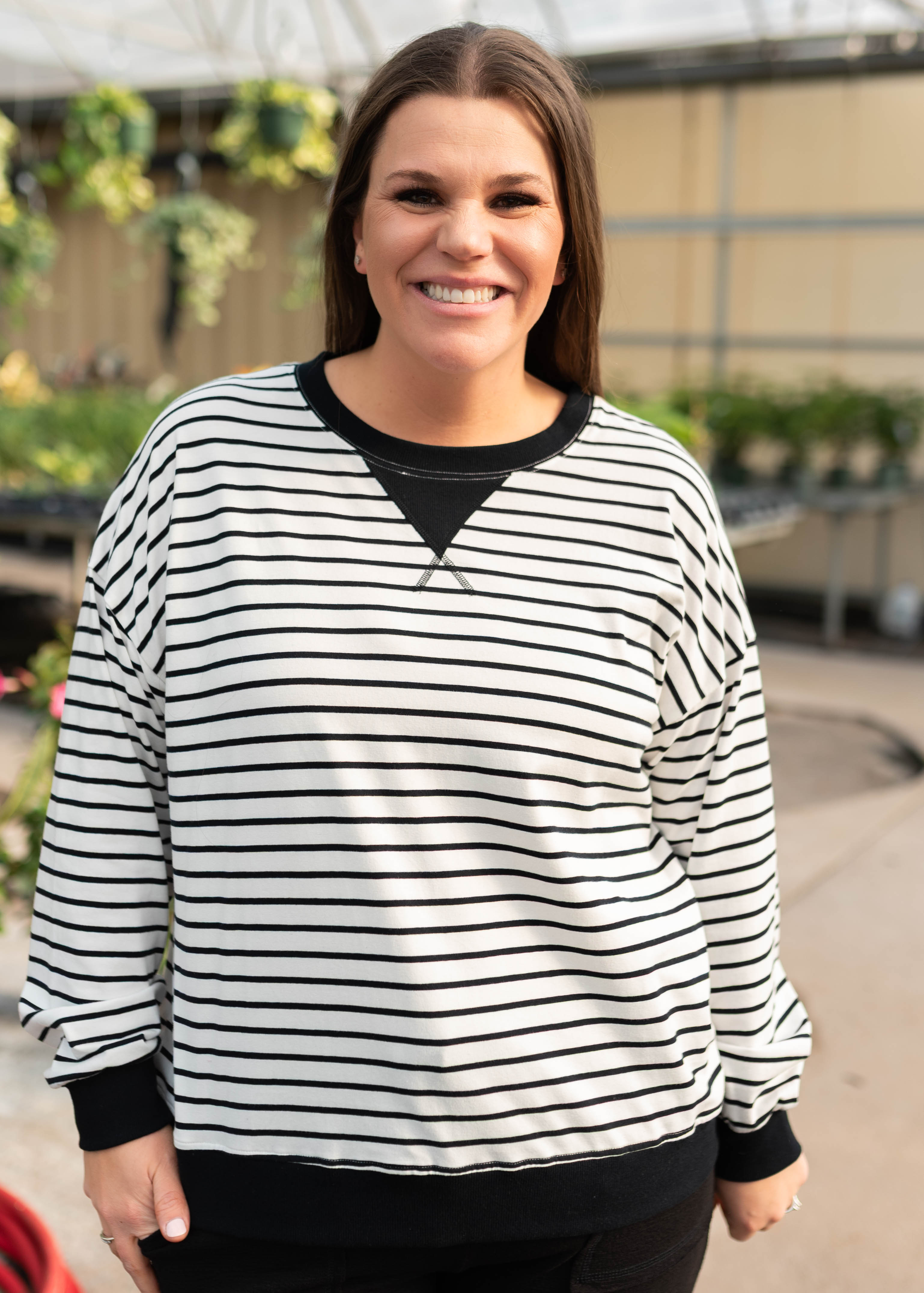 Tessa Black Striped Pullover