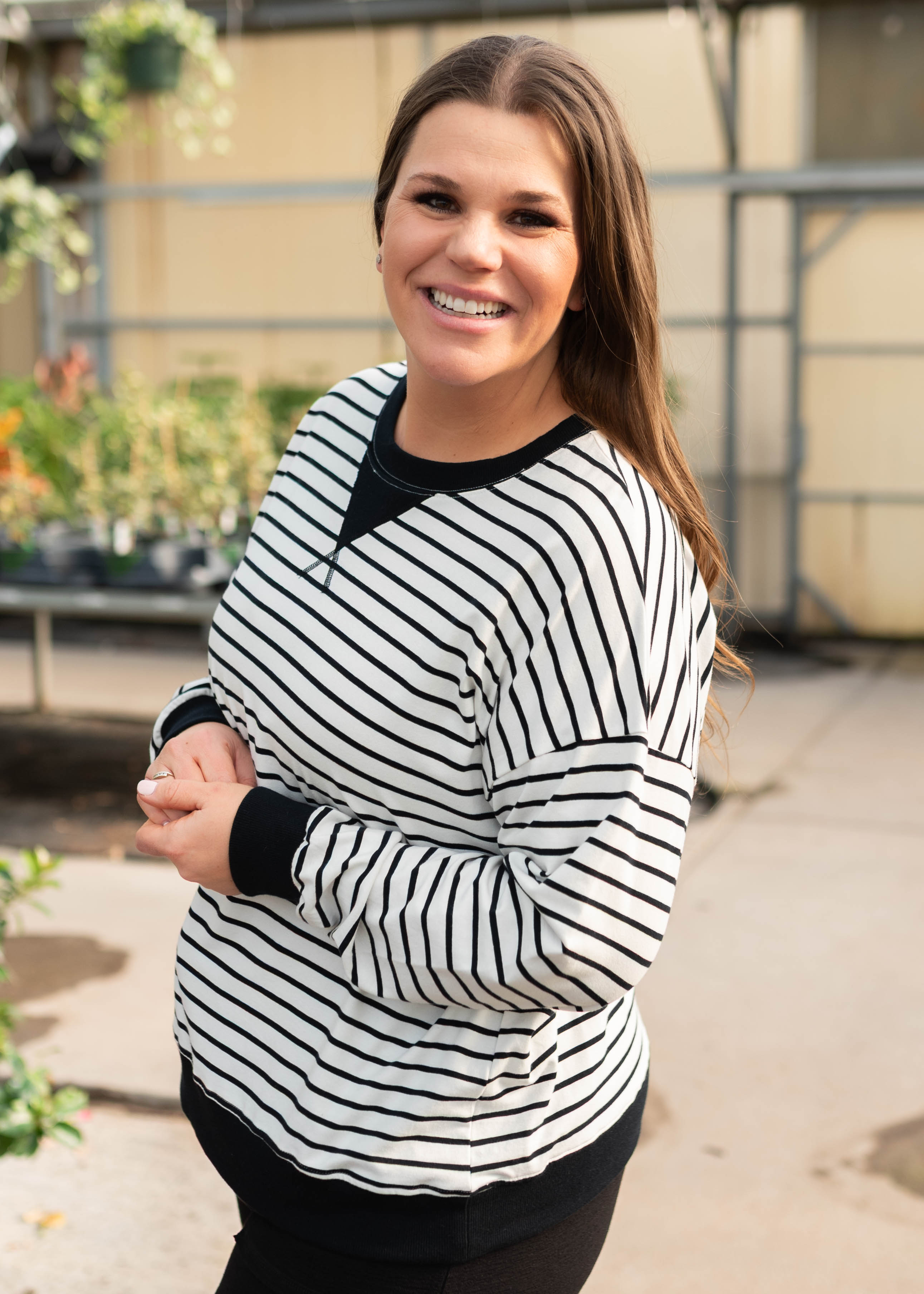 Tessa Black Striped Pullover
