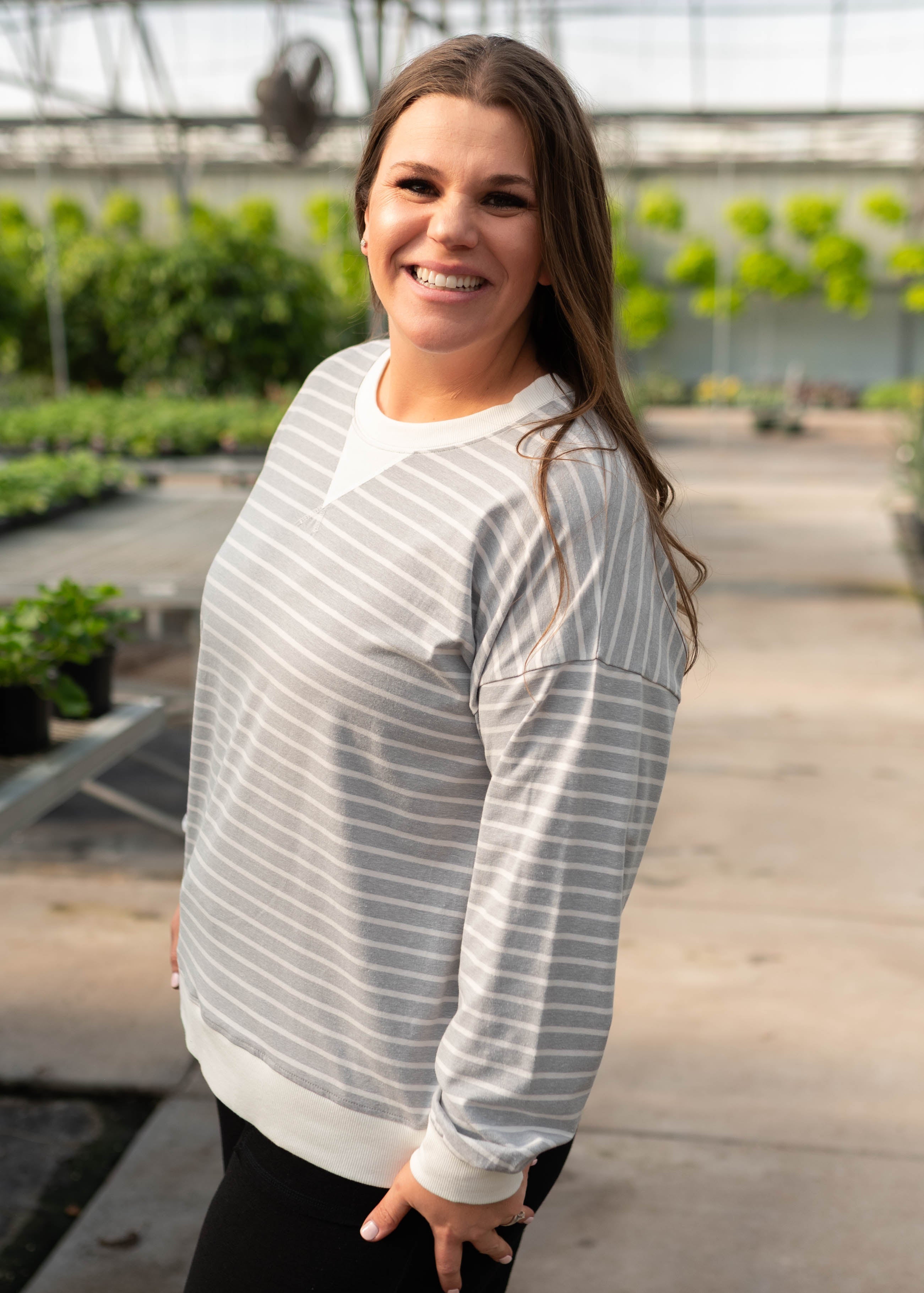 Tessa Grey Striped Pullover