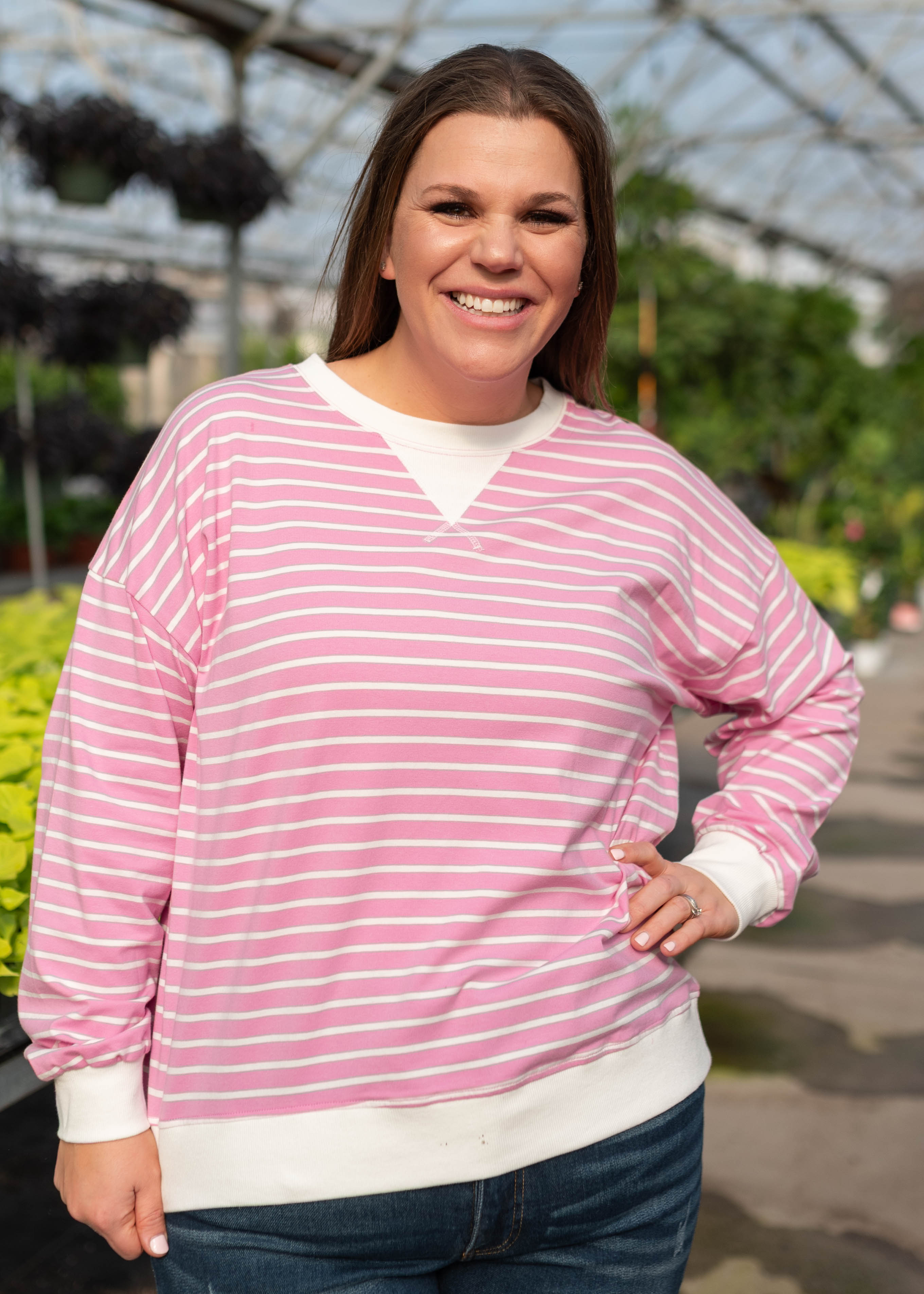 Tessa Pink Striped Pullover