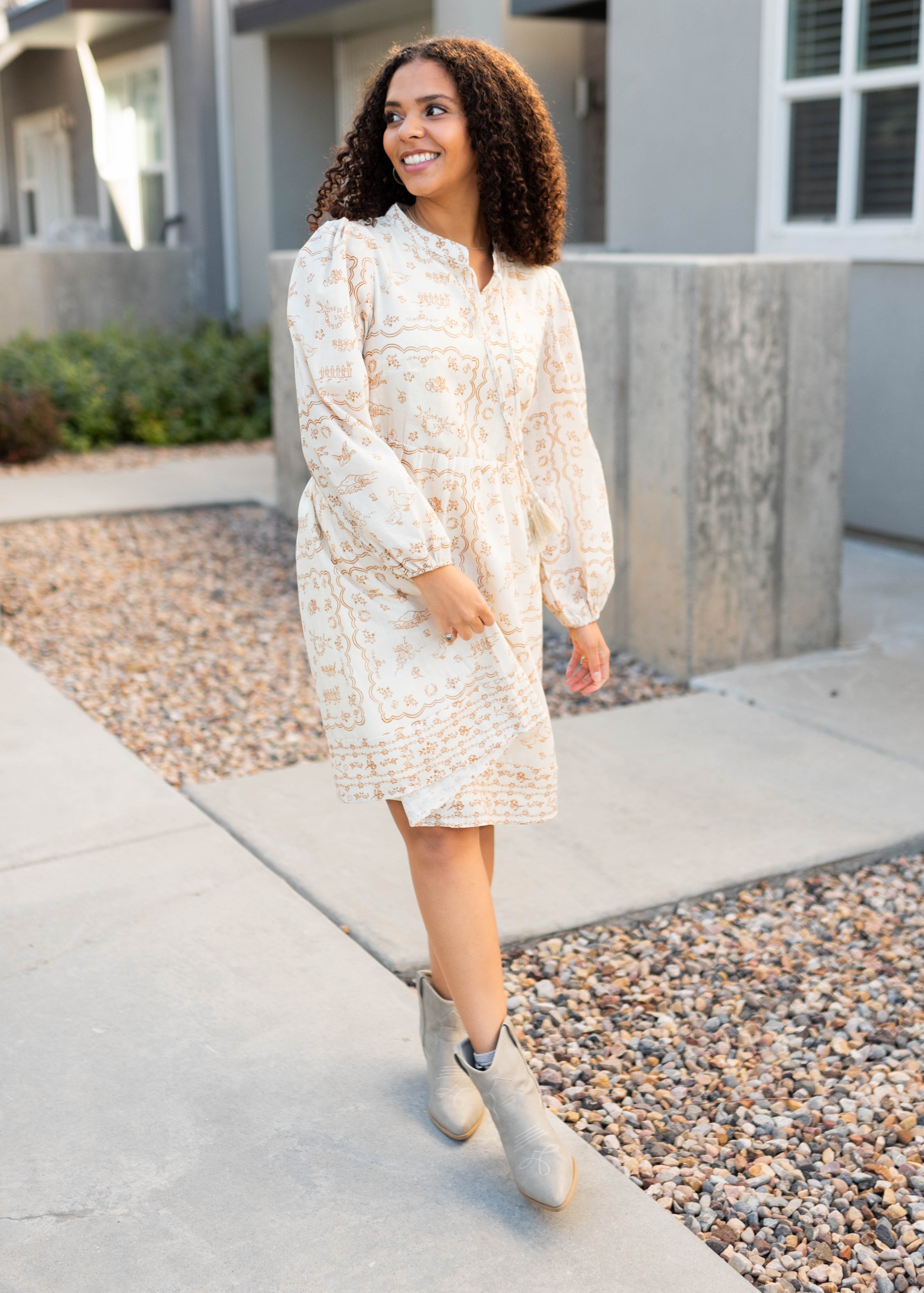 Tilley Cream Patterned Dress