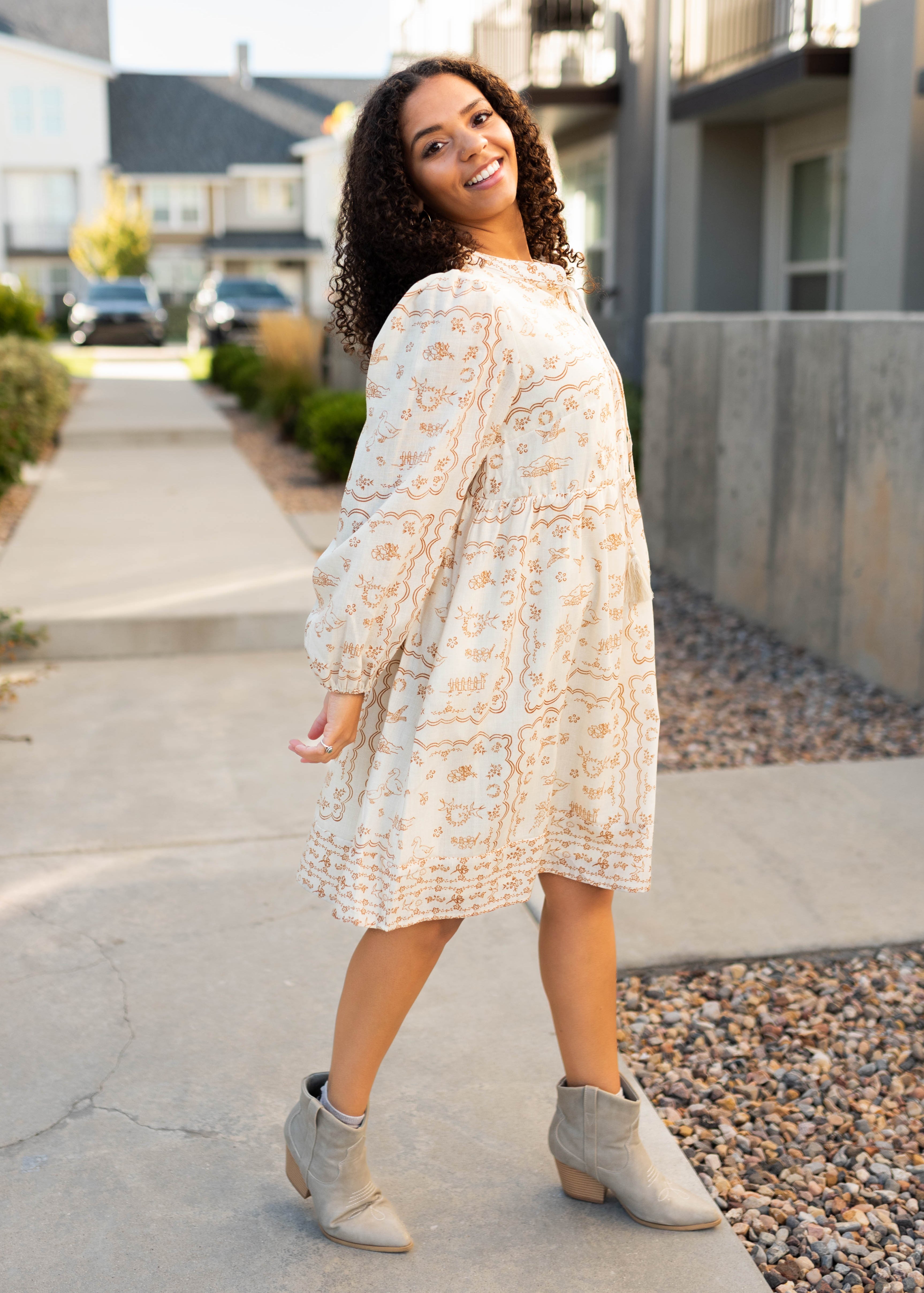 Tilley Cream Patterned Dress