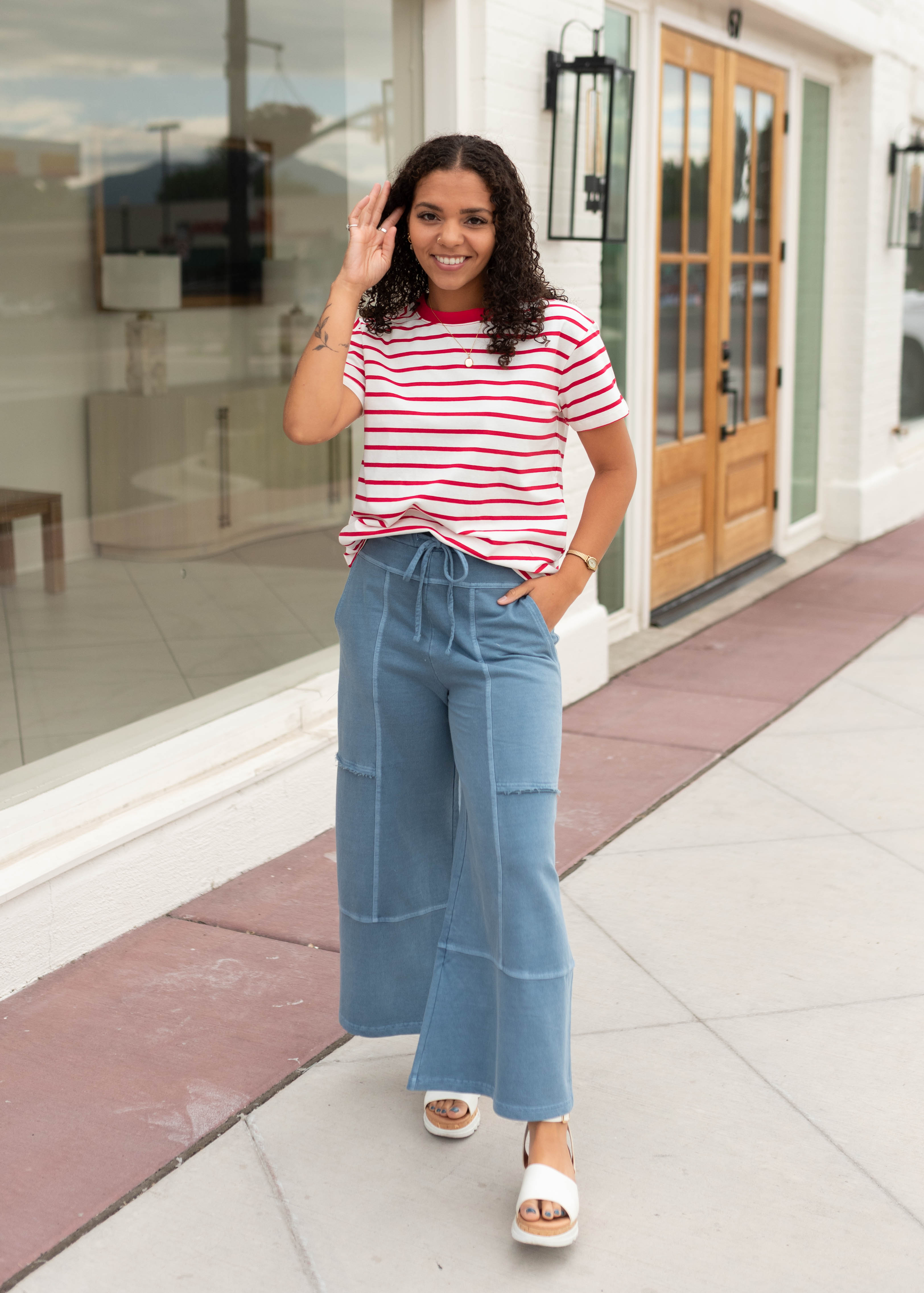 Tilly Dusty Blue Wide Leg Pants