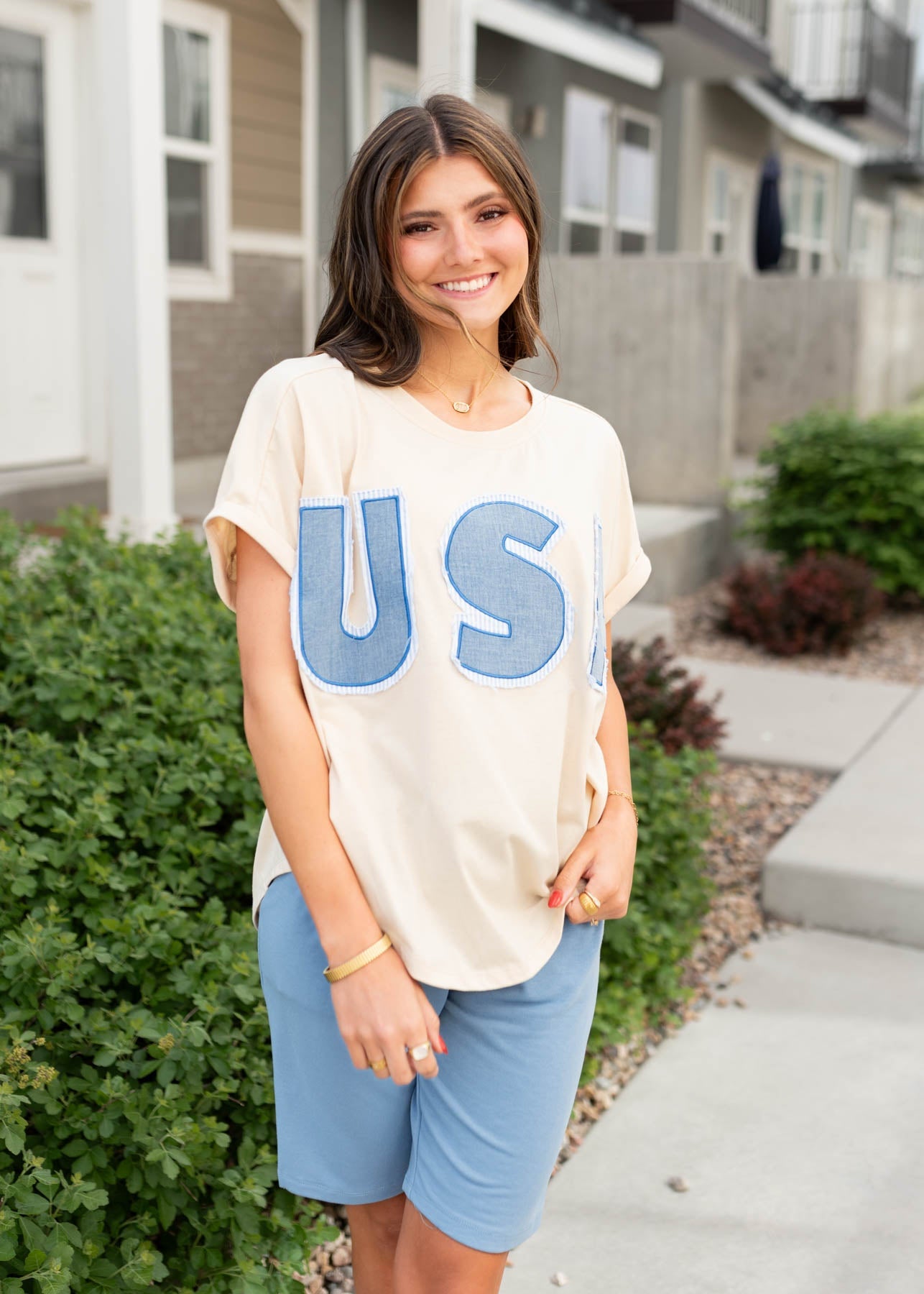 USA Beige Graphic Tee