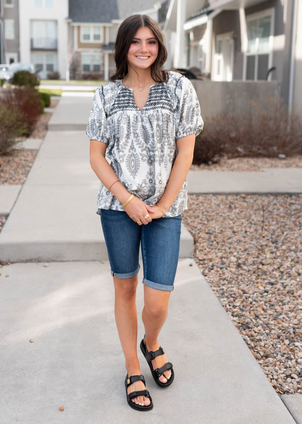 Vivianne Black Pattern Top
