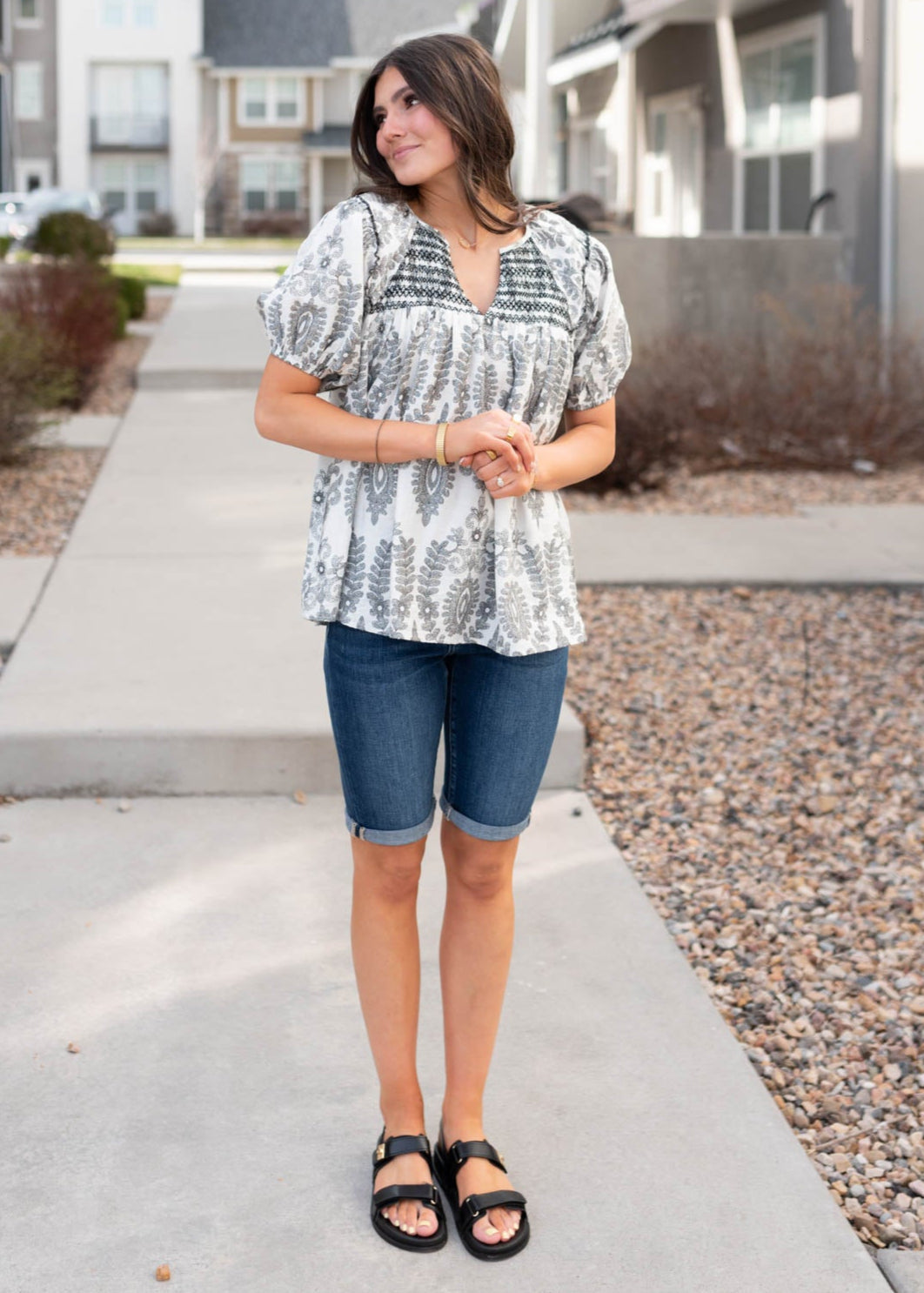 Vivianne Black Pattern Top
