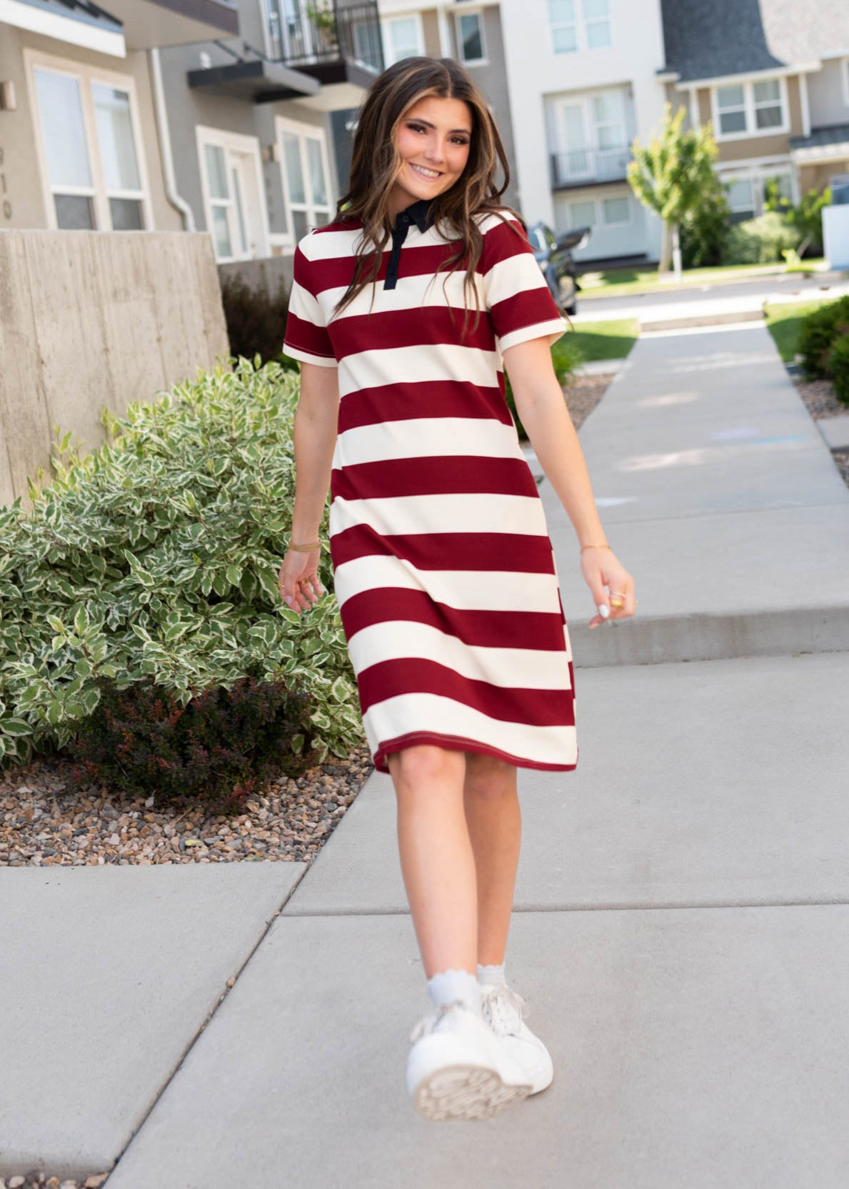 Yvonne Red Striped Dress