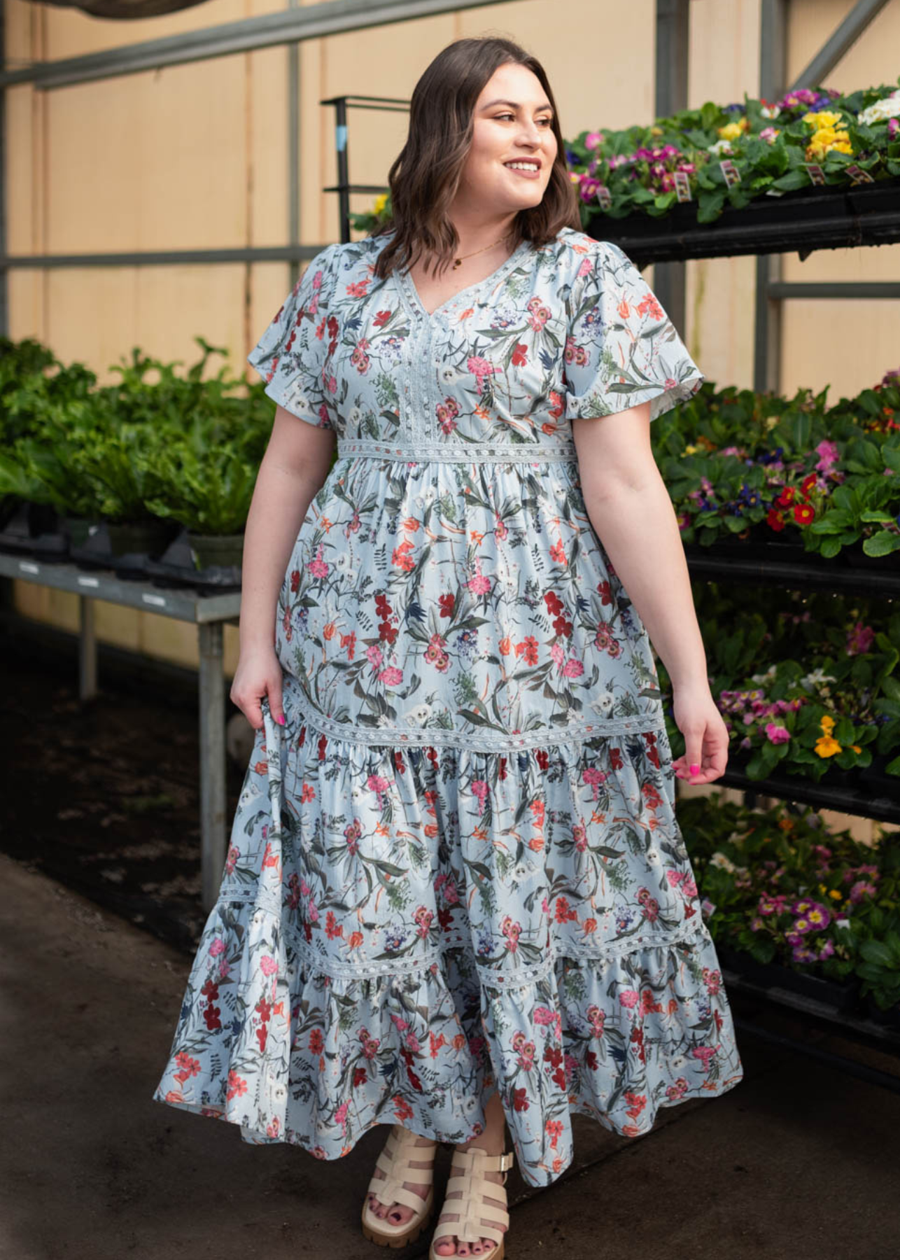 Zoie Blue Floral Tiered Dress