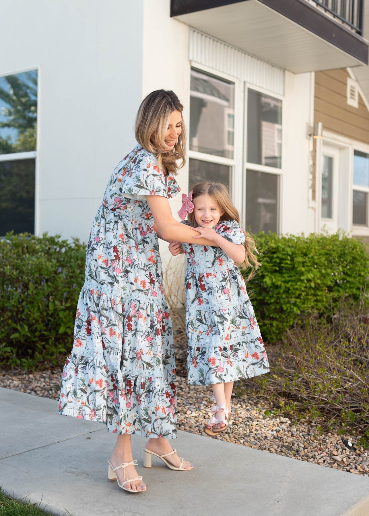 Zoie Blue Floral Tiered Little Girl Dress