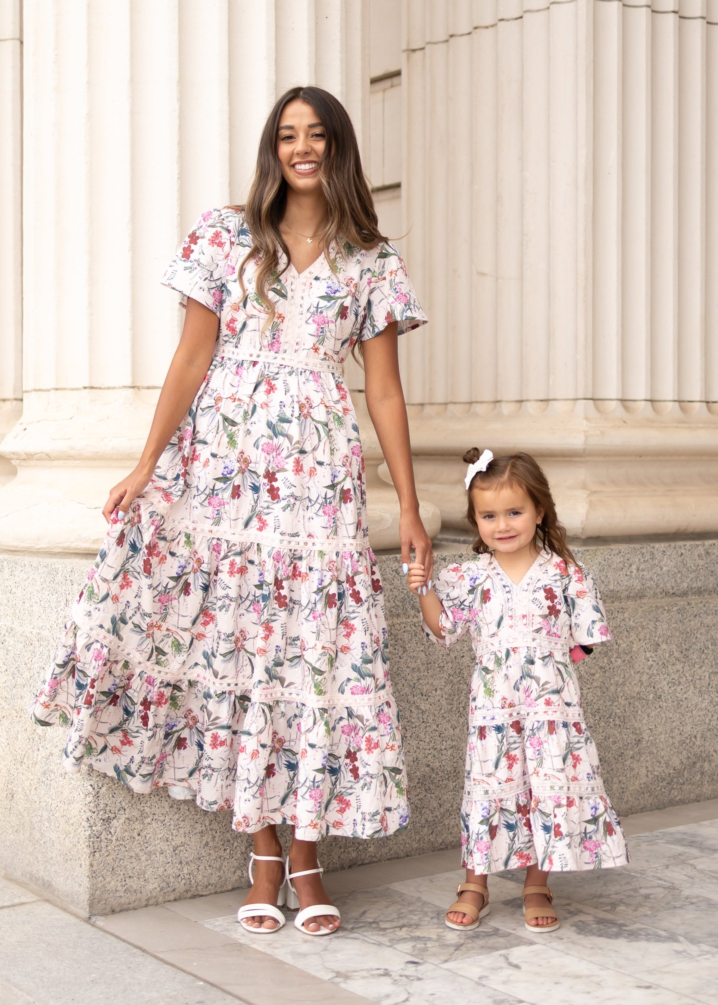 Zoie Pink Floral Tiered Dress