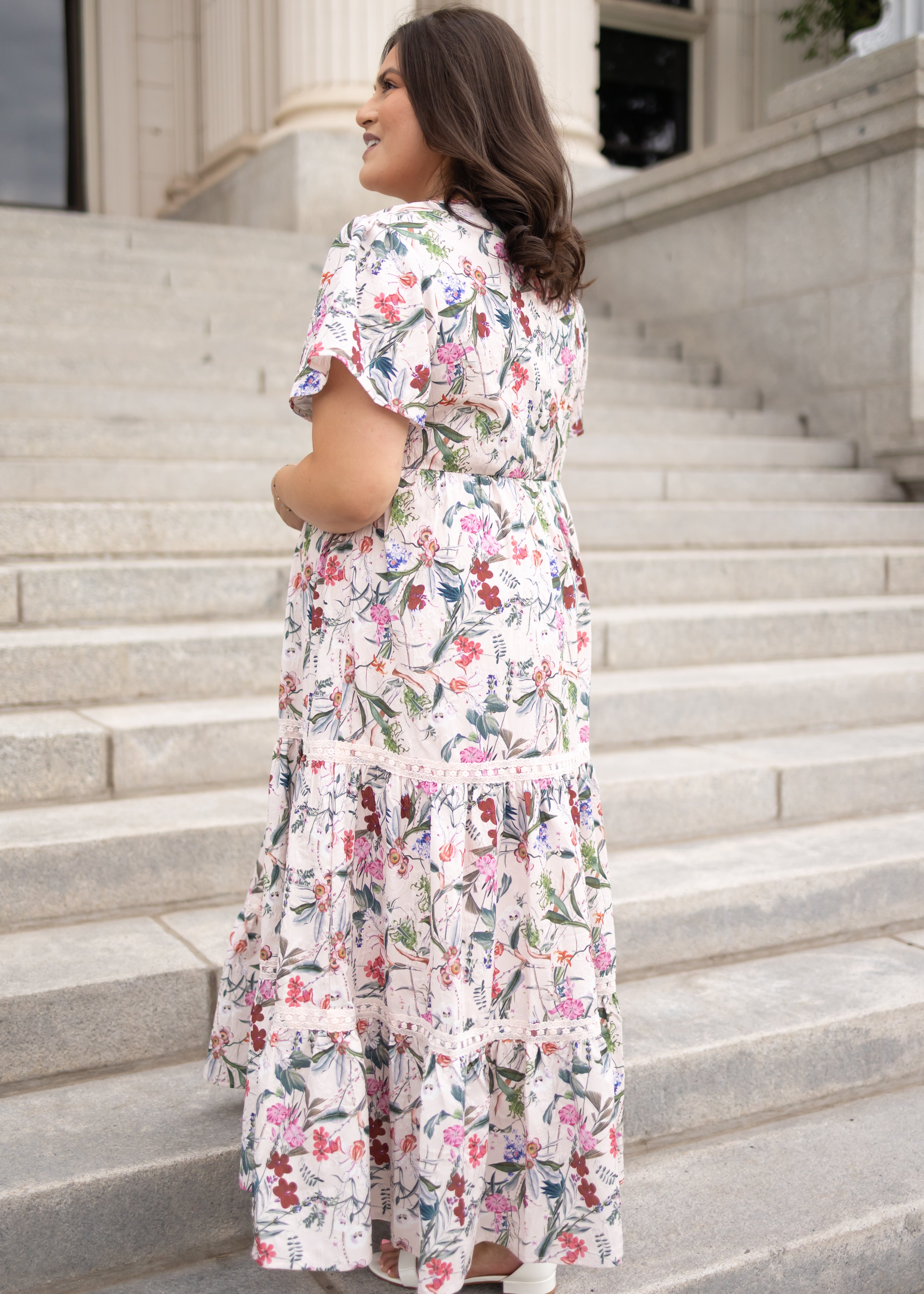 Zoie Pink Floral Tiered Dress