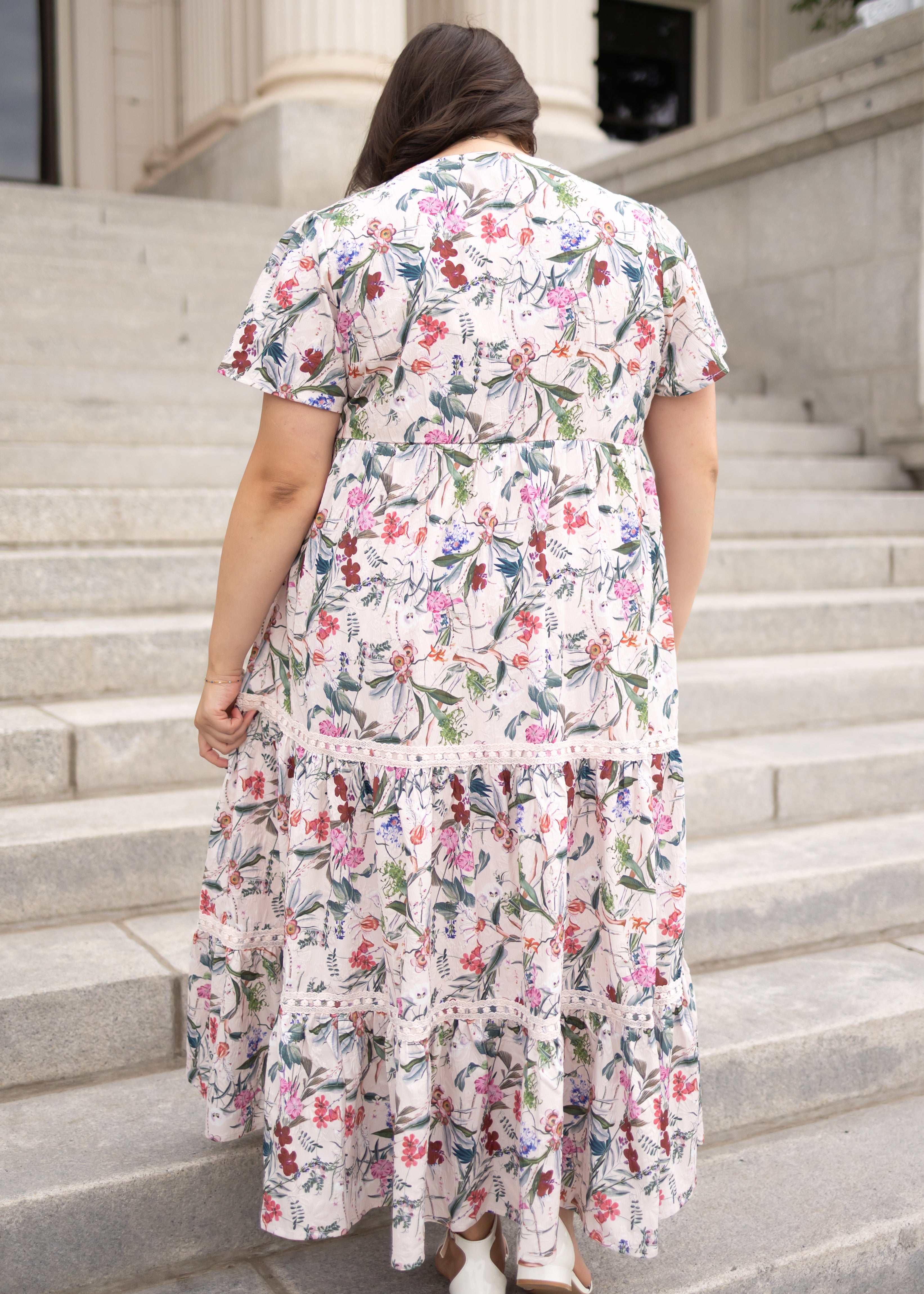 Zoie Pink Floral Tiered Dress