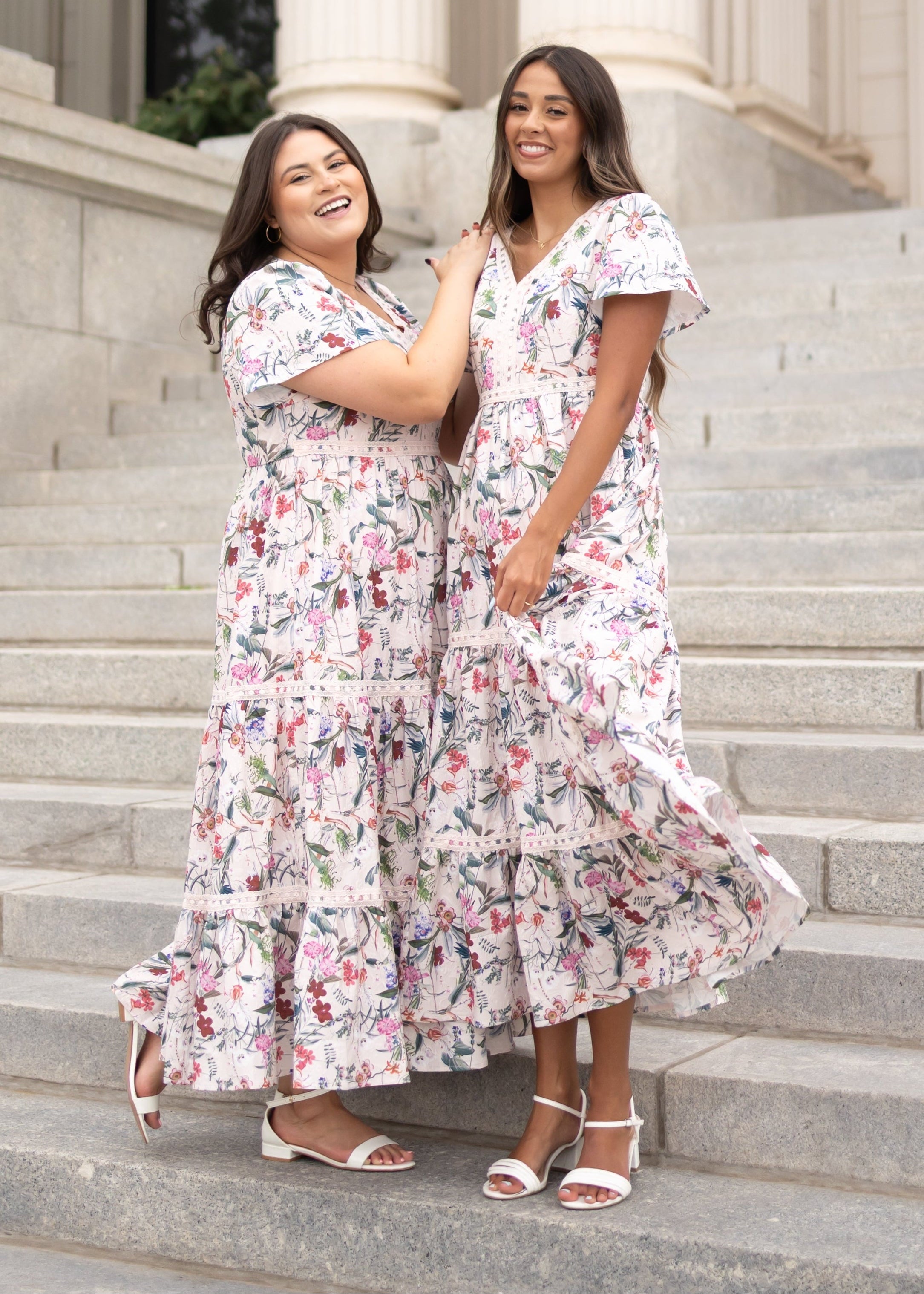 Zoie Pink Floral Tiered Dress