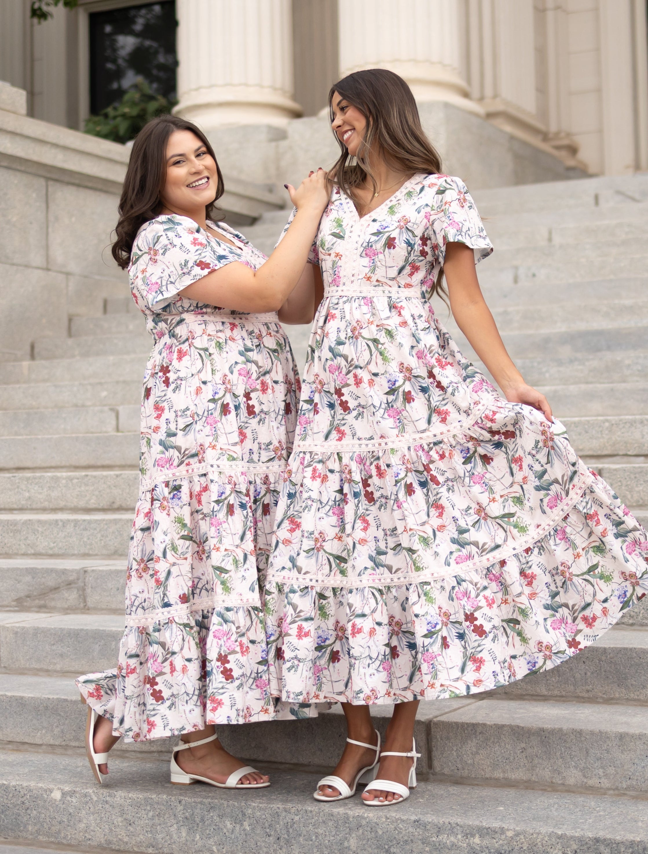 Zoie Pink Floral Tiered Dress