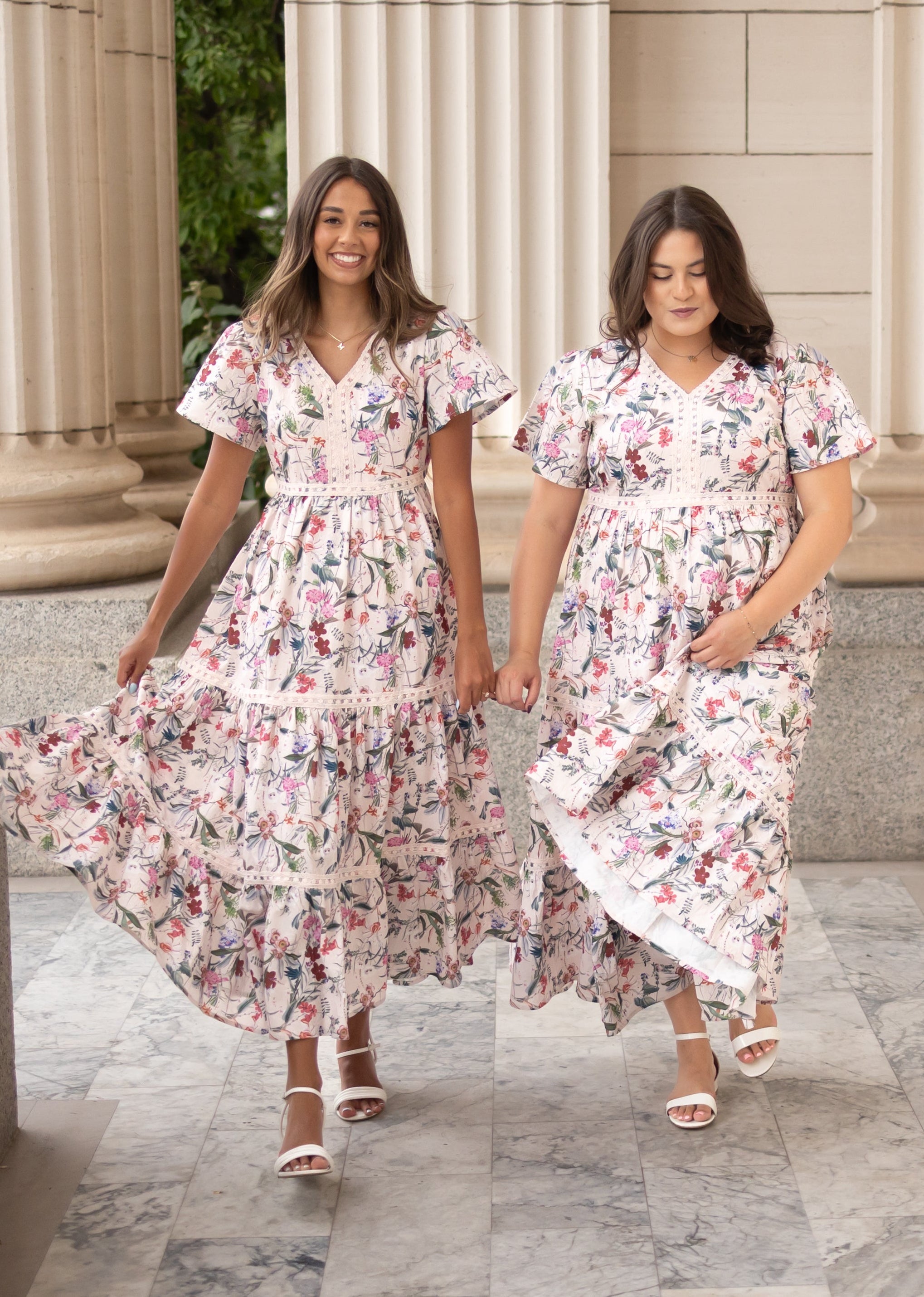 Zoie Pink Floral Tiered Dress