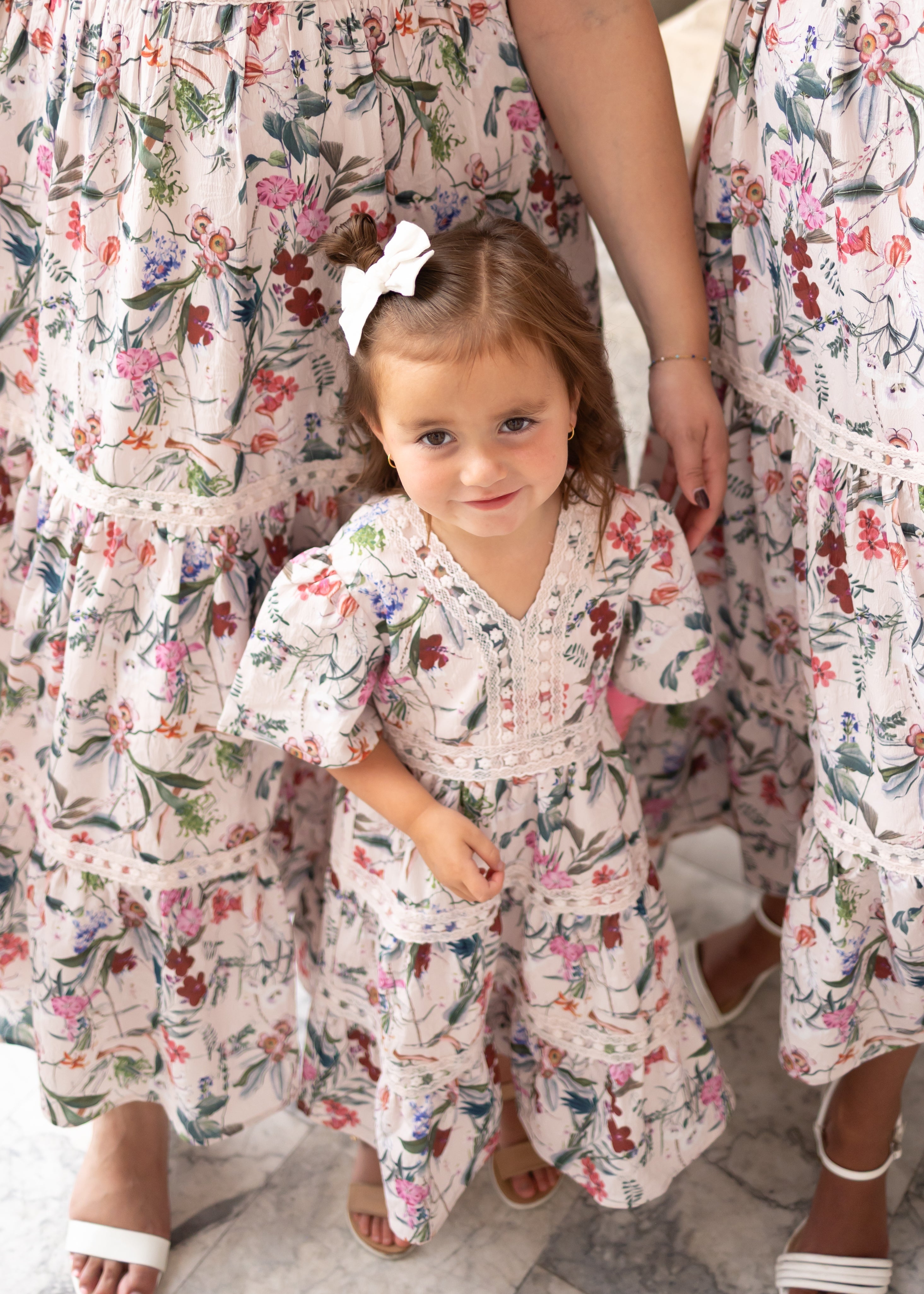 Zoie Pink Floral Tiered Little Girl Dress
