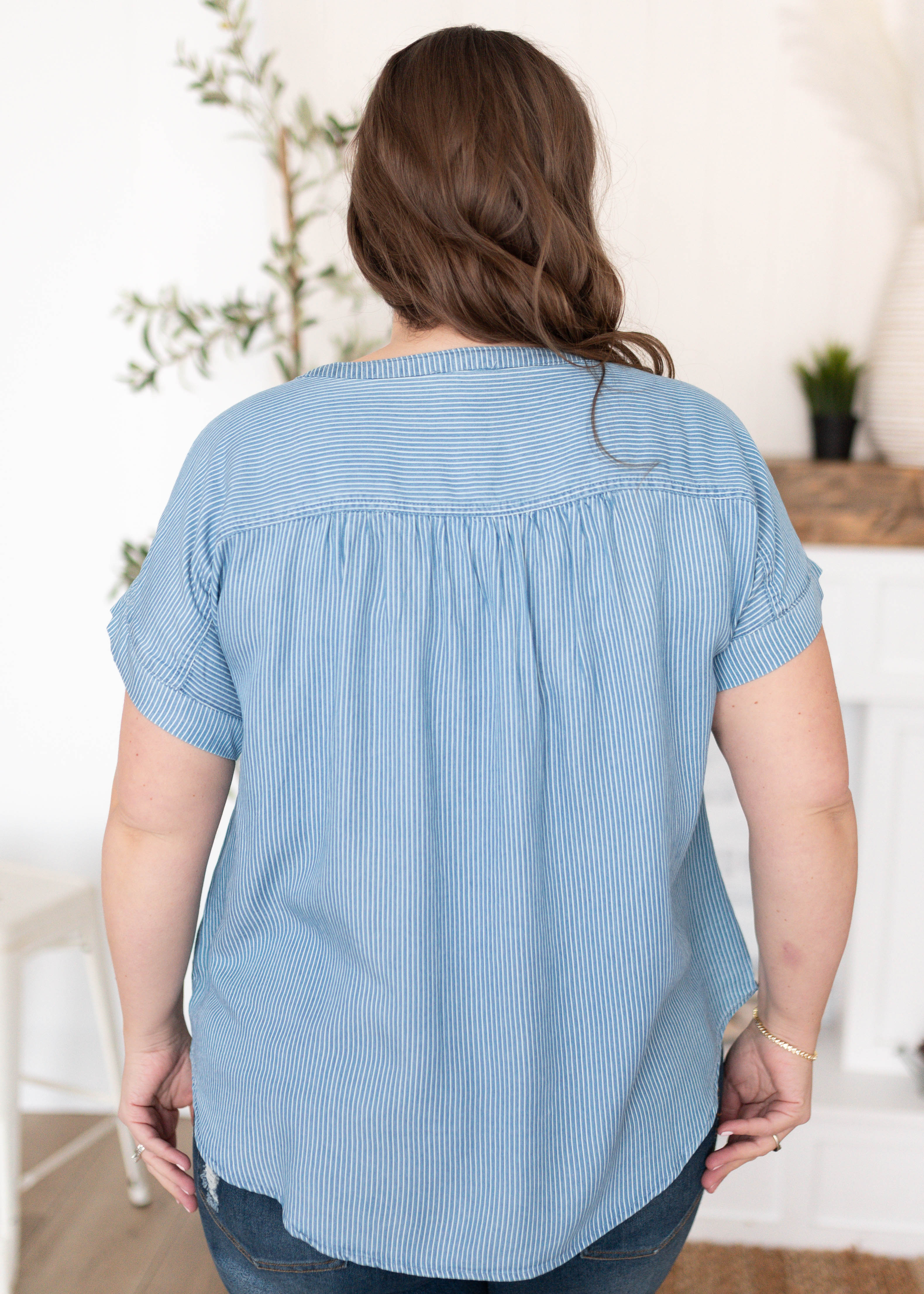 Zuri Striped Chambray Top